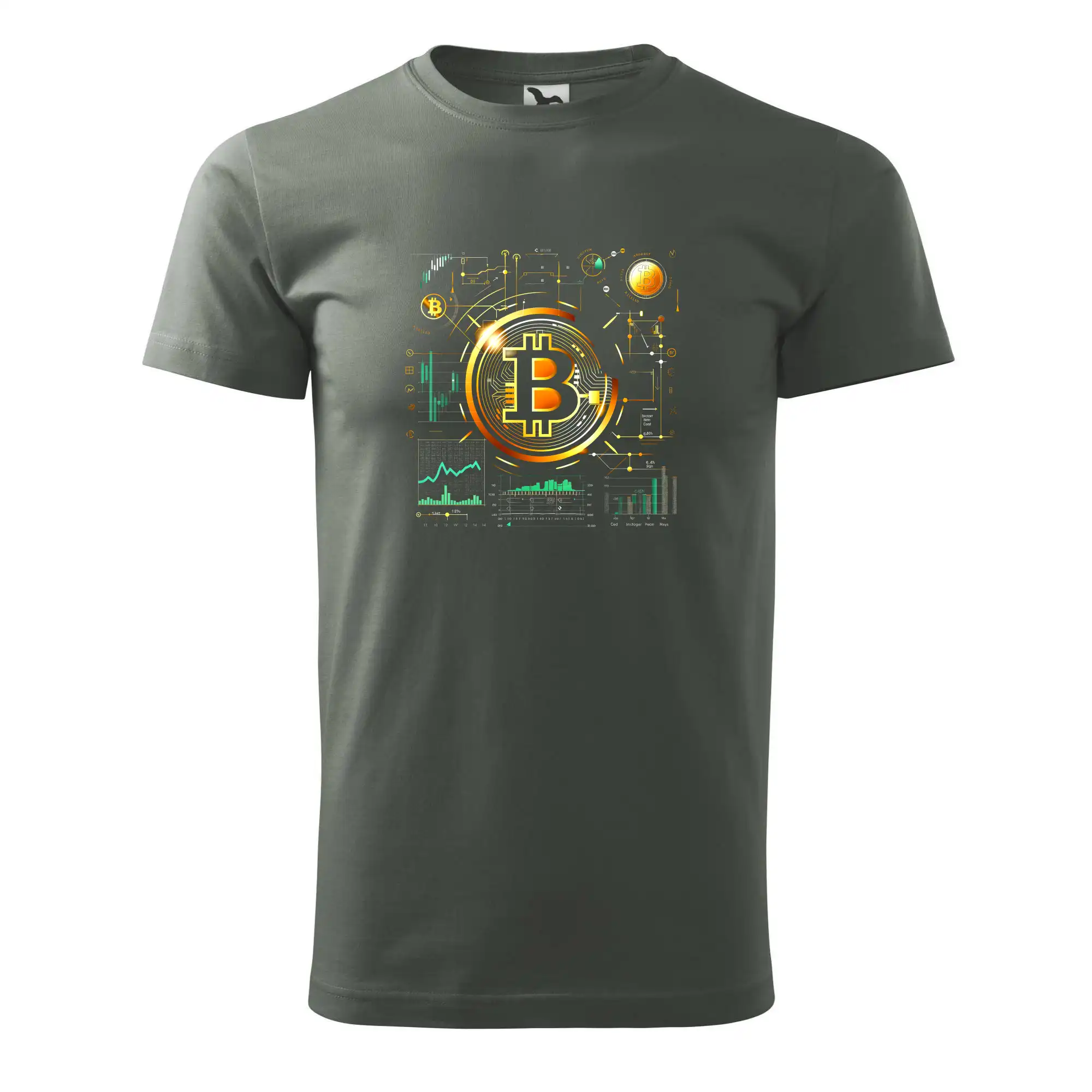 Bitcoin logo s grafmi - Pánske tričko nižšej gramáže