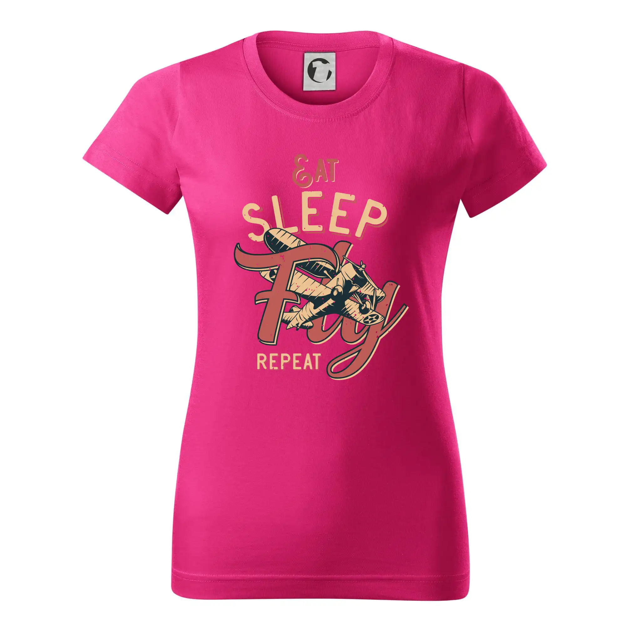 Eat Sleep Fly Repeat letadlo - Dámske tričko basic - ľahko voľnejšie a dlhšie