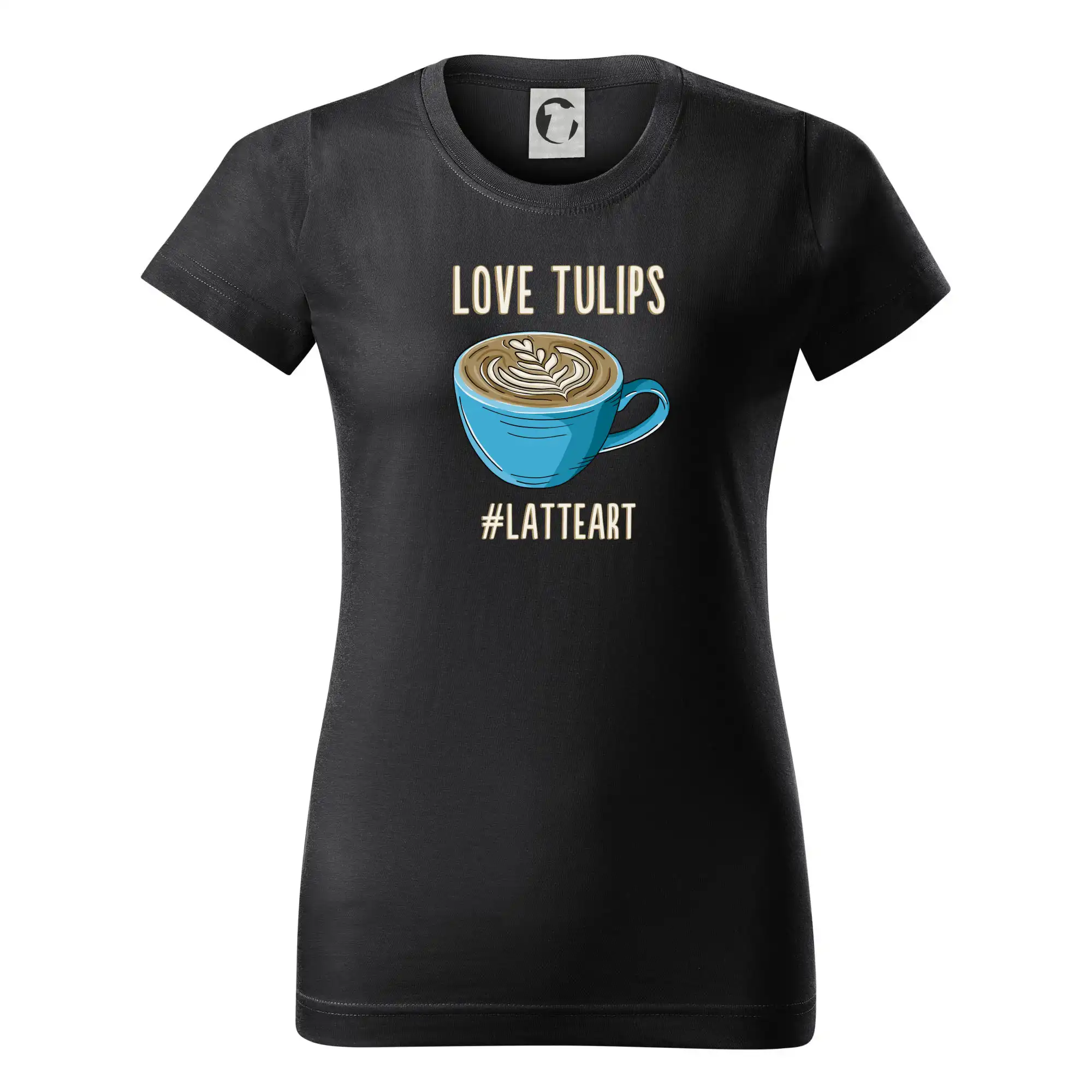 Motívy pre baristu a milovníkov kávy - Love tulips - latteart (Radek Pilař ART) - Dámske tričko basic - ľahko voľnejšie a dlhšie