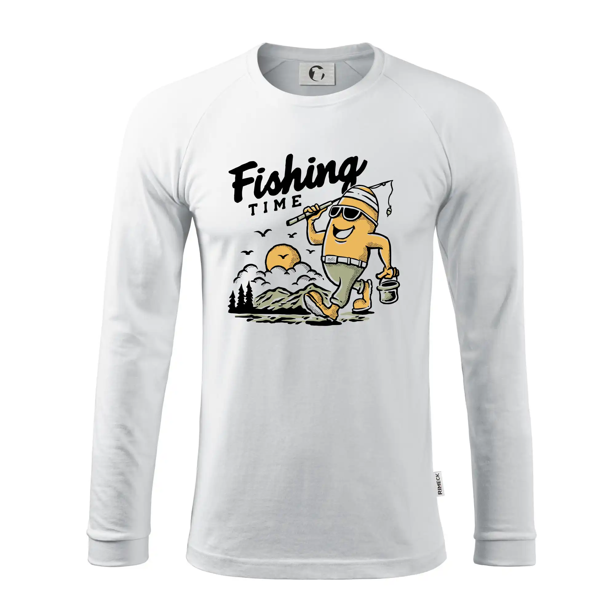 Tričká pre rybárov s potlačou - Fishing Time na výlete - Pánske tričko s dlhým rukávom LS130