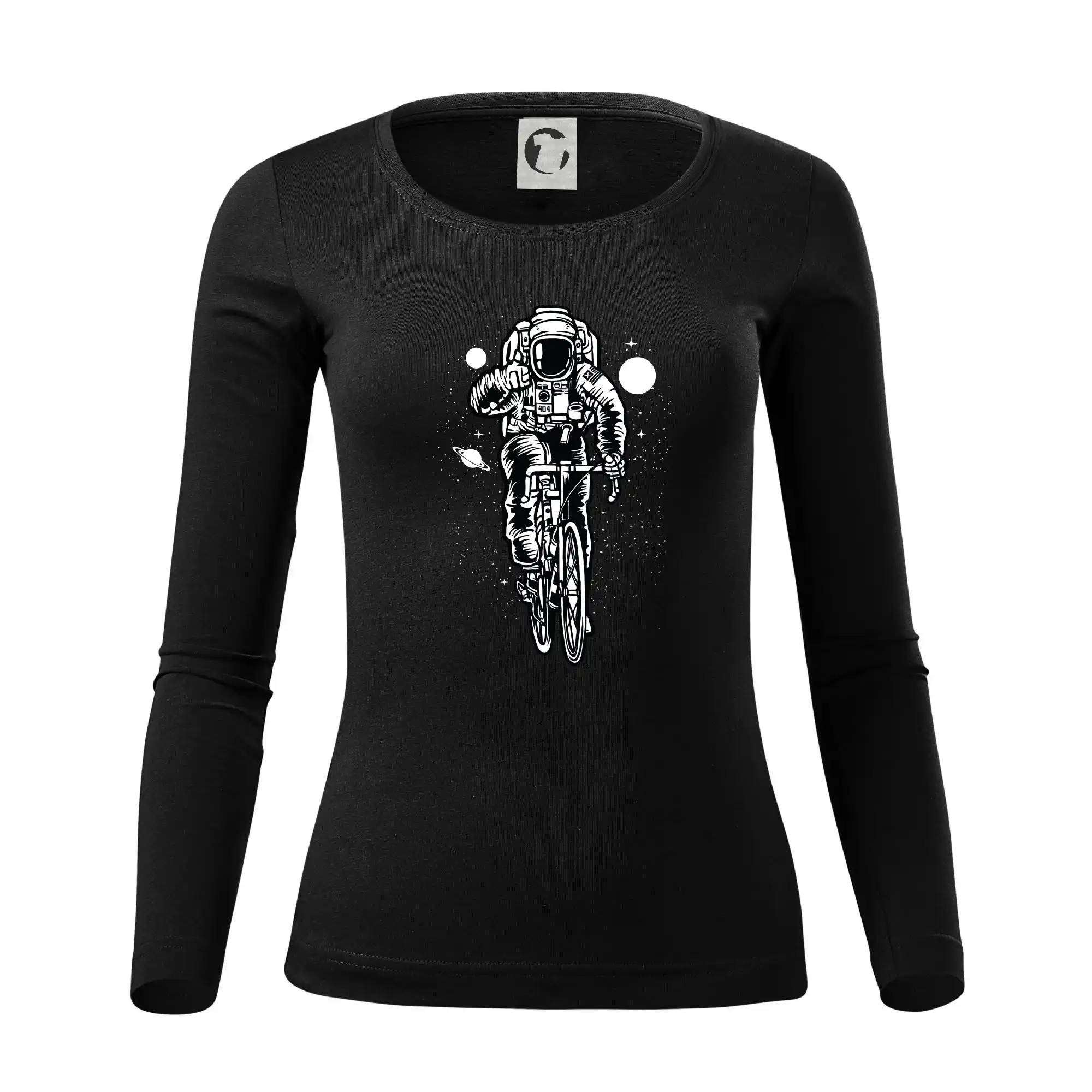 Tričko ako darček pre cyklistu - Astronaut Bicycle - Dámske tričko FIT-T LS - zužené