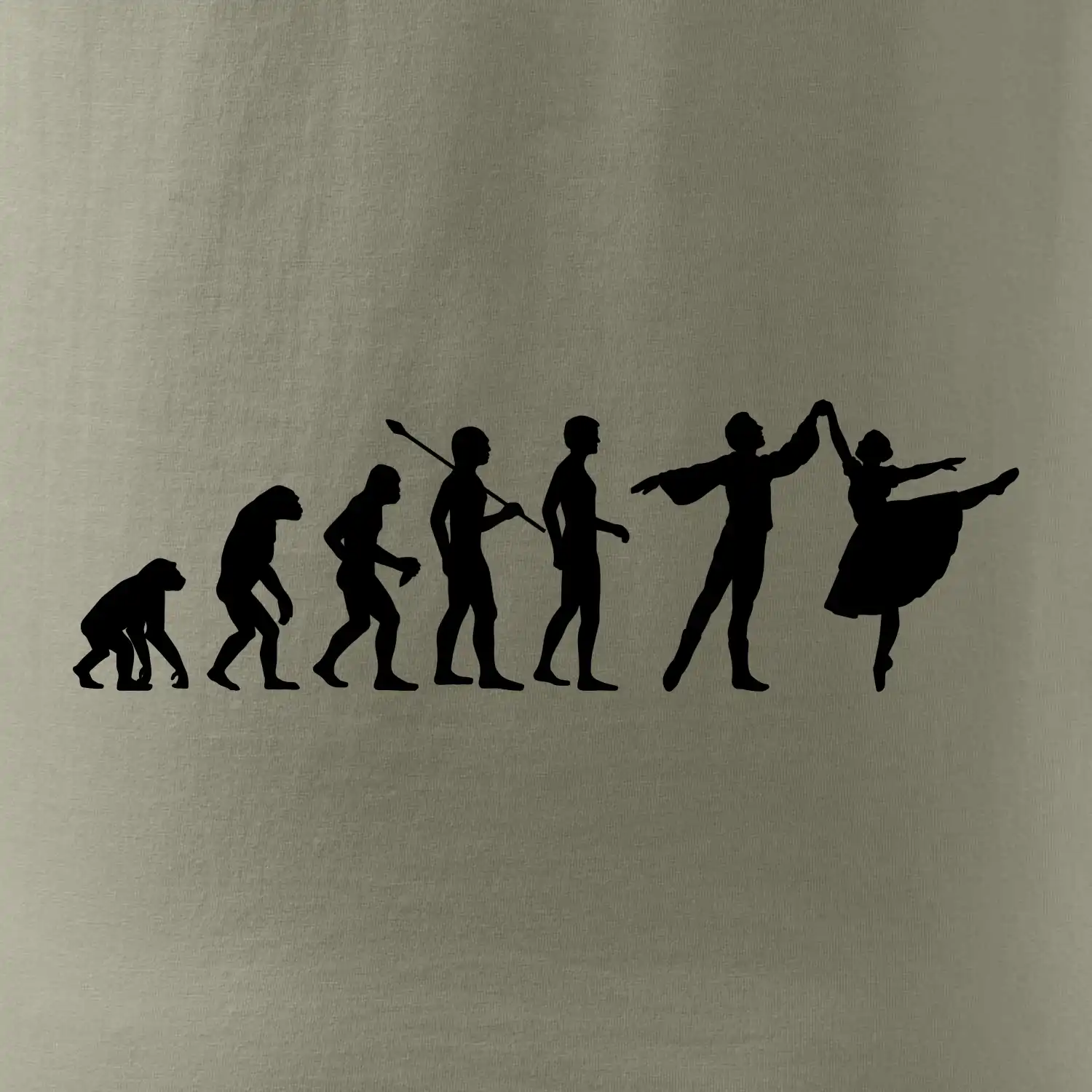 Evoluce tanec - muž a žena se sukní