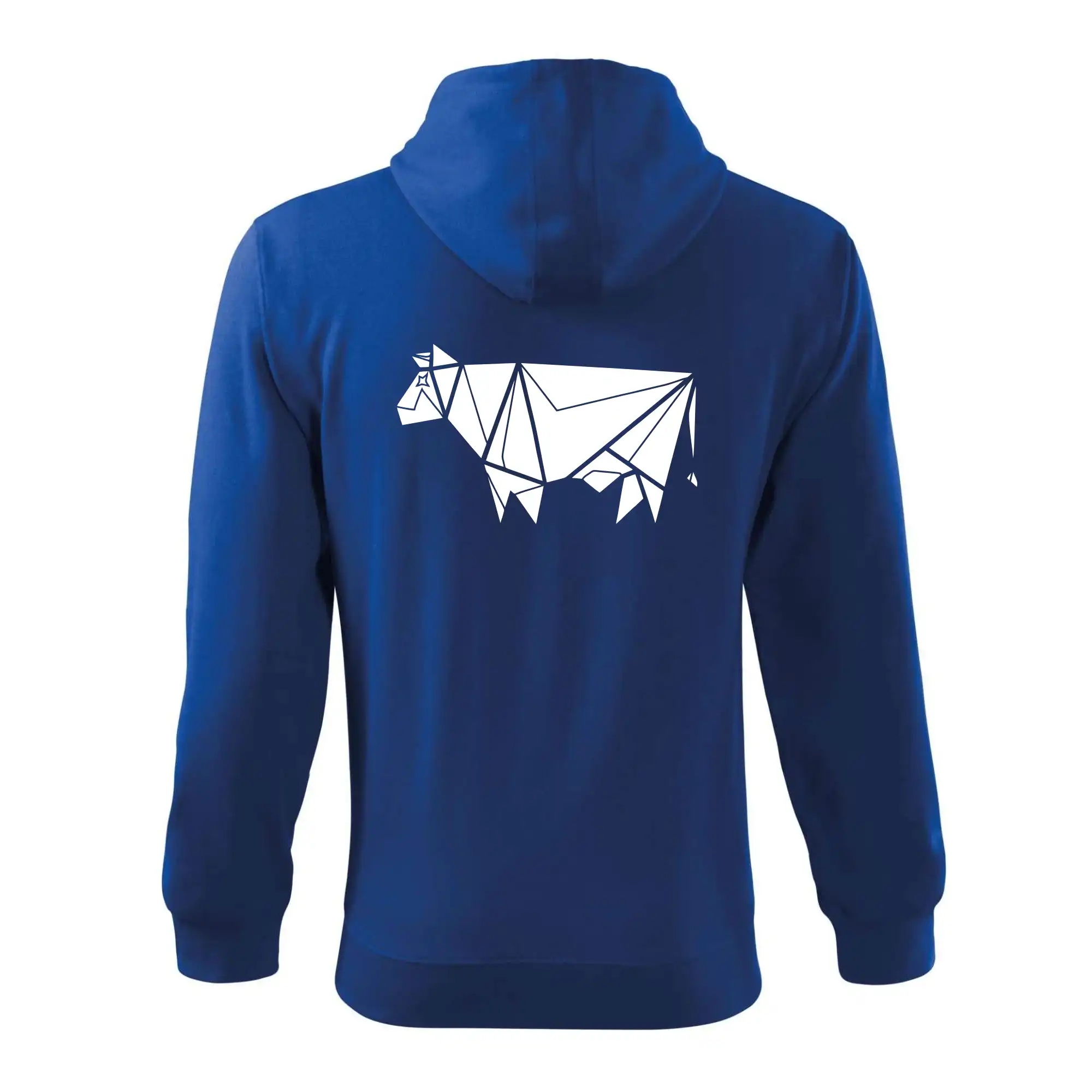 Tričká s kravou - Origami krava z boku - Mikina s kapucňou na zips trendy zipper