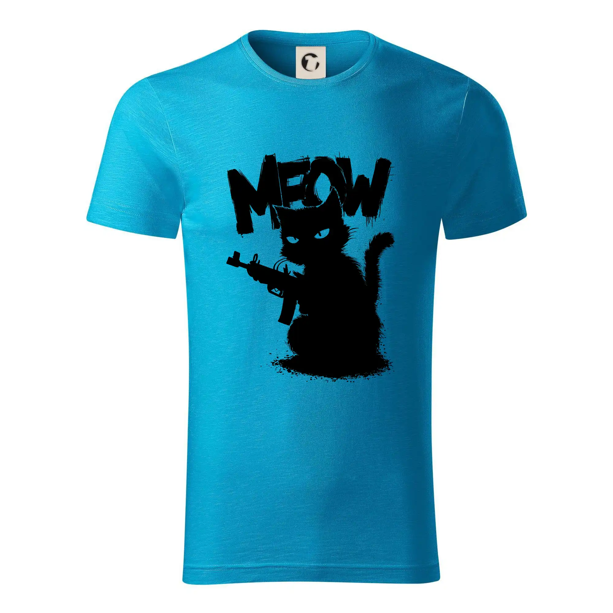 Vtipná tričká s mačkou - Meow mačka so zbraňou - Tričko z organickej bavlny