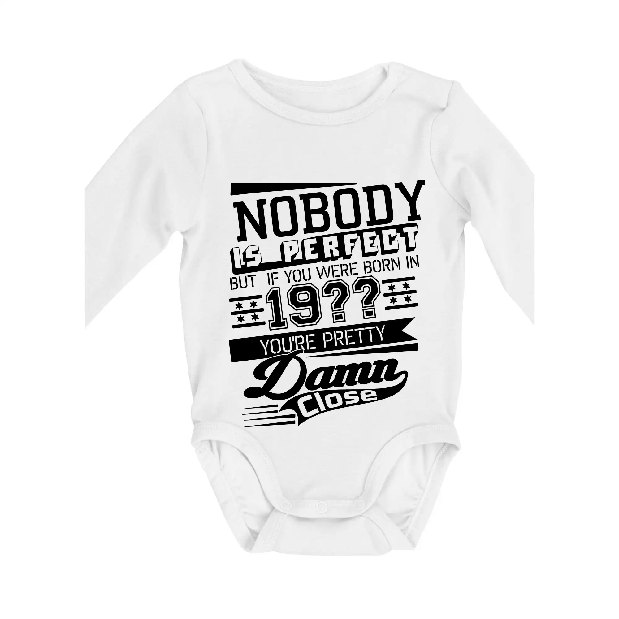 Tričká na párty - Nobody is perfect - Vlastný ročník - Body dojčenské s dlhým rukávom