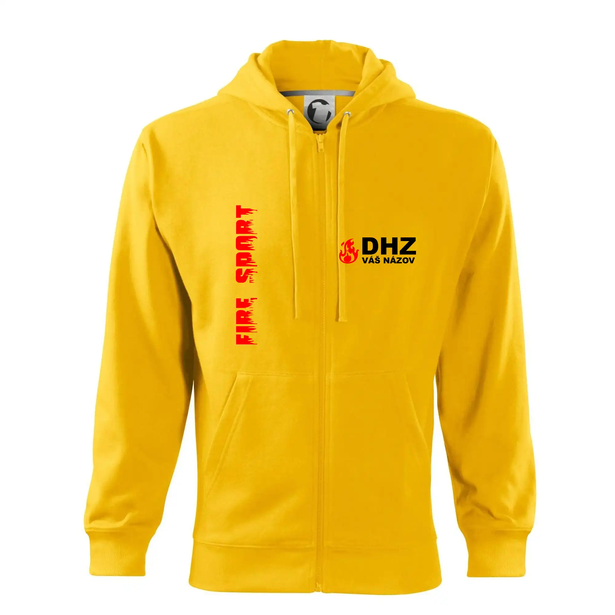 Originálne tričká pre hasičov - DHZ (oheň, firesport, názov sboru - vlastný nápis) - Mikina s kapucňou na zips trendy zipper