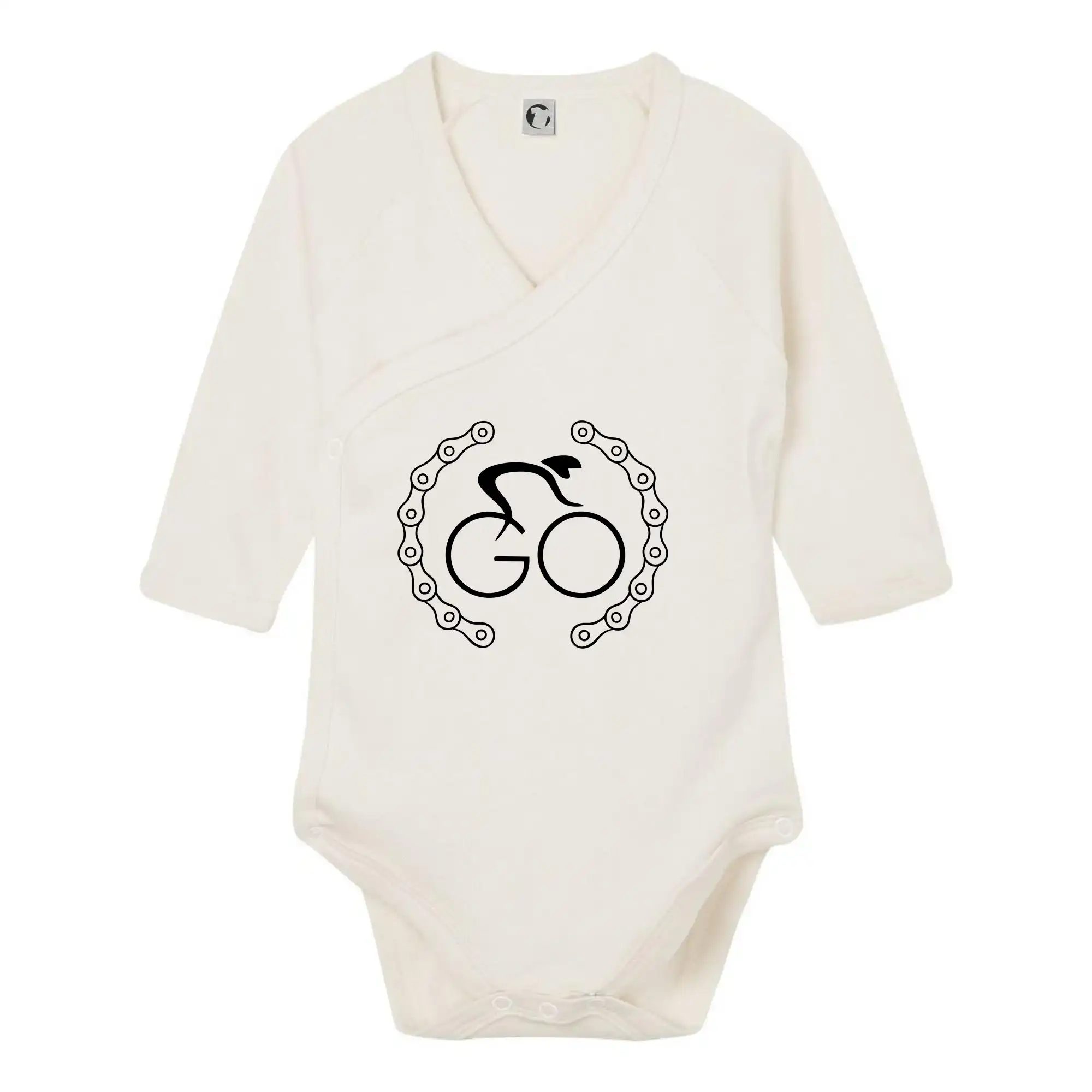 Tričko ako darček pre cyklistu - Logo cyklistu a reťaz - Body zavinovacie s dlhým rukávom