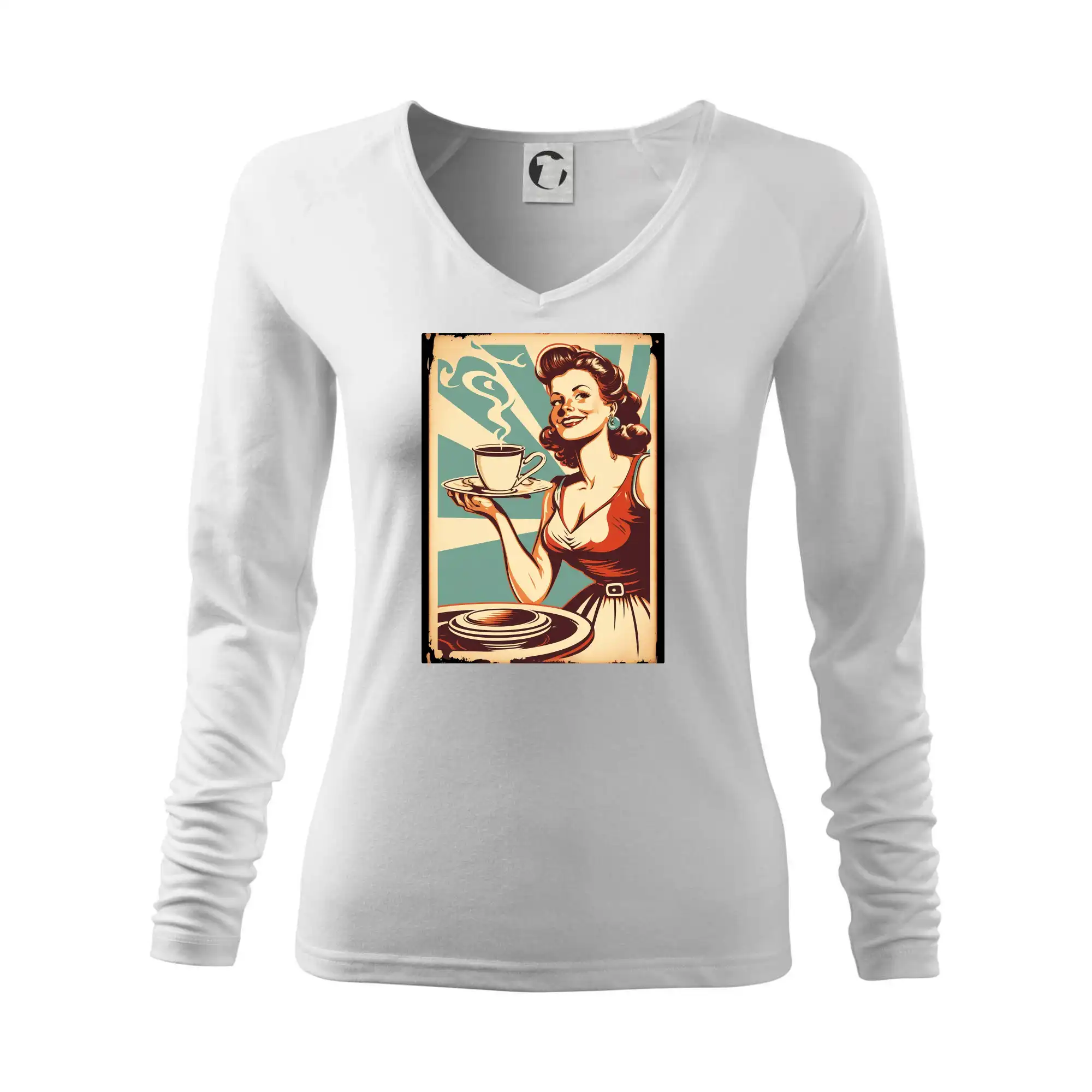 Motívy pre baristu a milovníkov kávy - Dievča z kaviarne - Tričko dámske Elegance