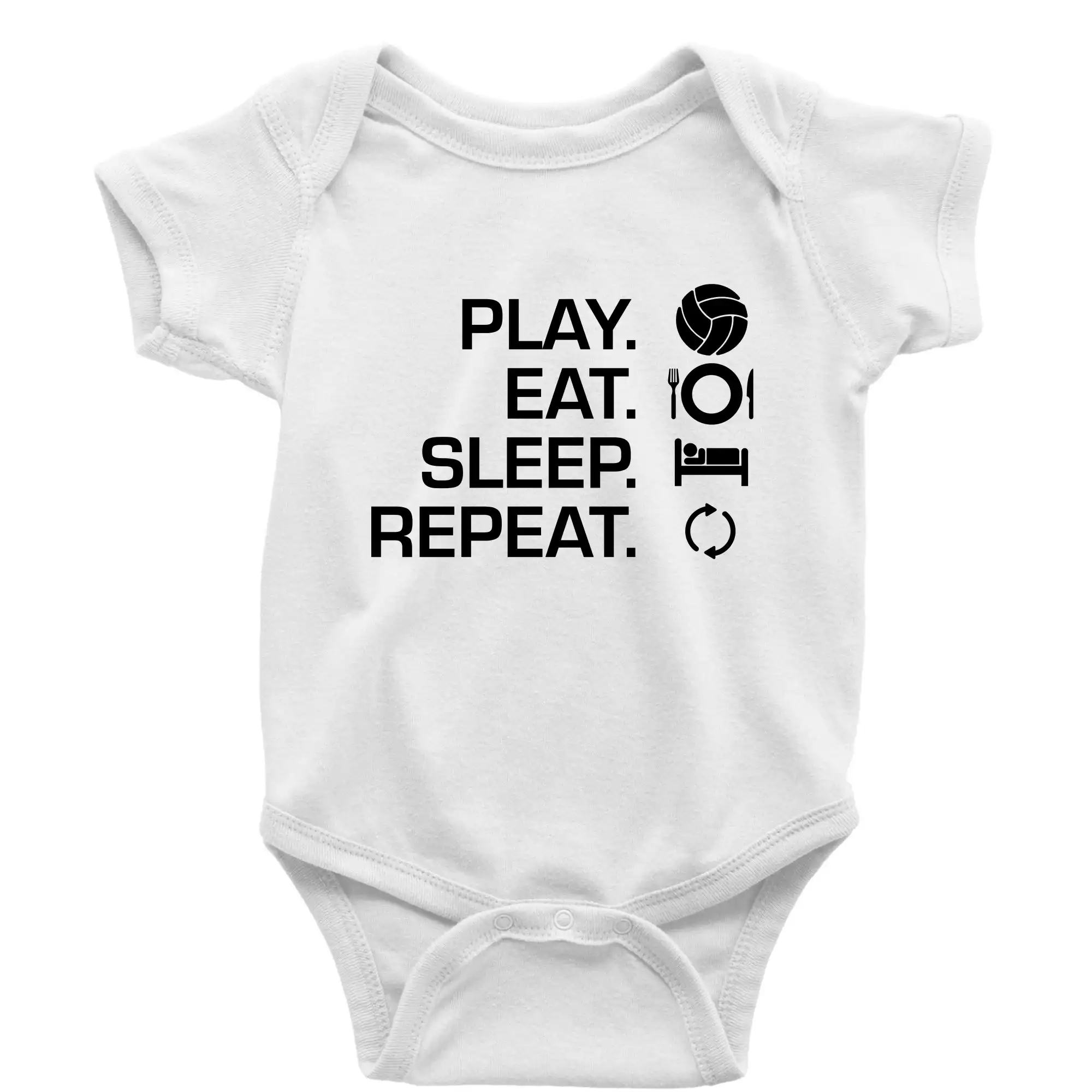 Trička na volejbal - Play Eat Sleep Repeat volejbal - Body dojčenské s krátkym rukávom