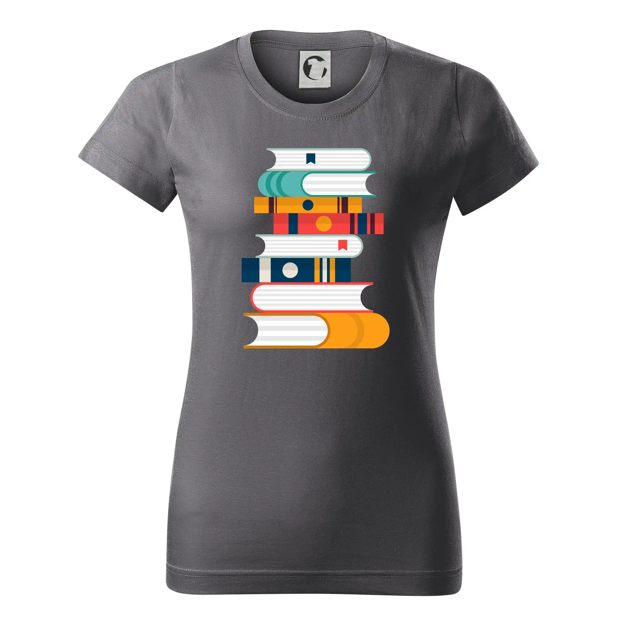 Tričká s motívom kníh pre milovníkov čítania a vône papiera - Knihy flat design - Dámske tričko basic - ľahko voľnejšie a dlhšie