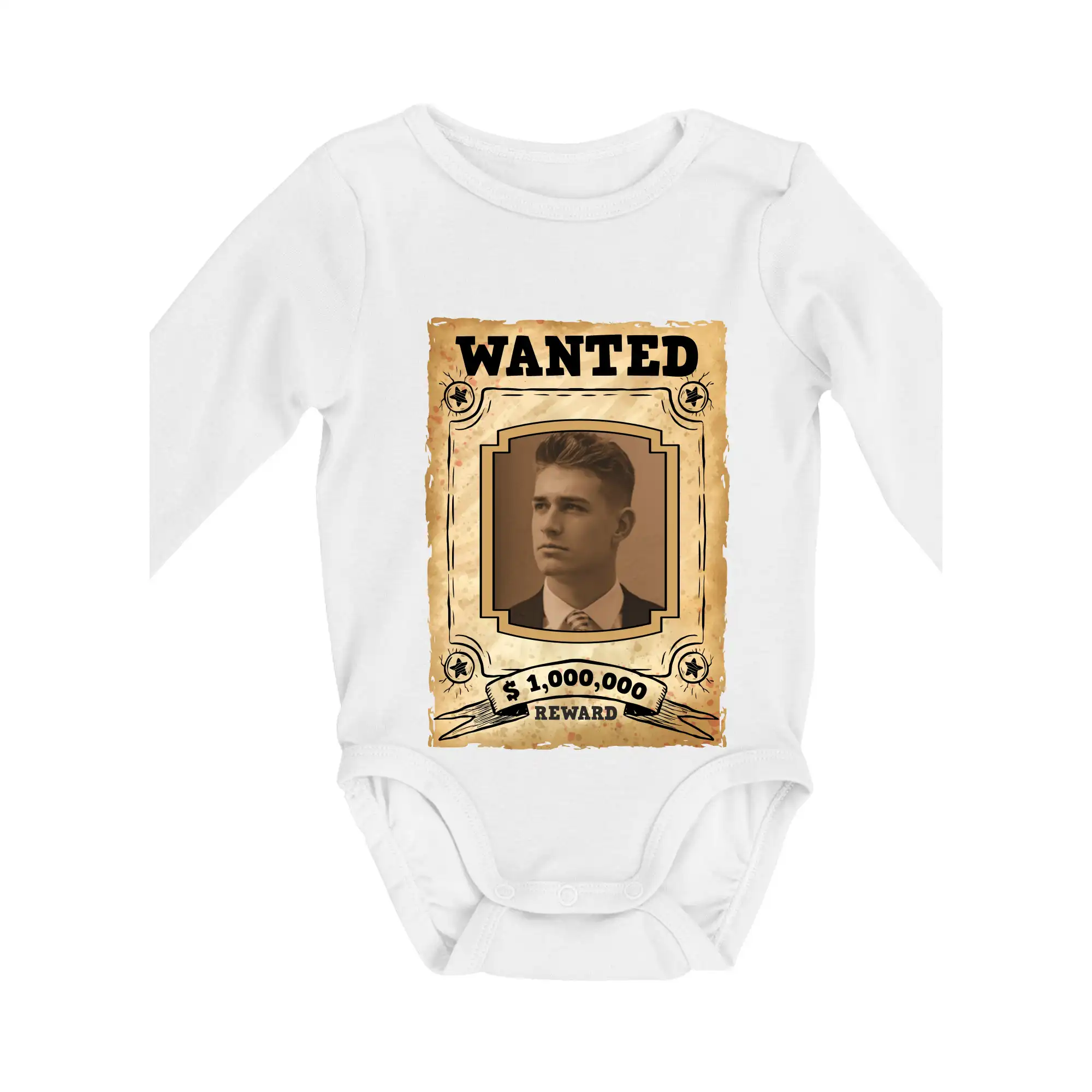 Geek Tričká - Wanted Fotka - Body dojčenské s dlhým rukávom