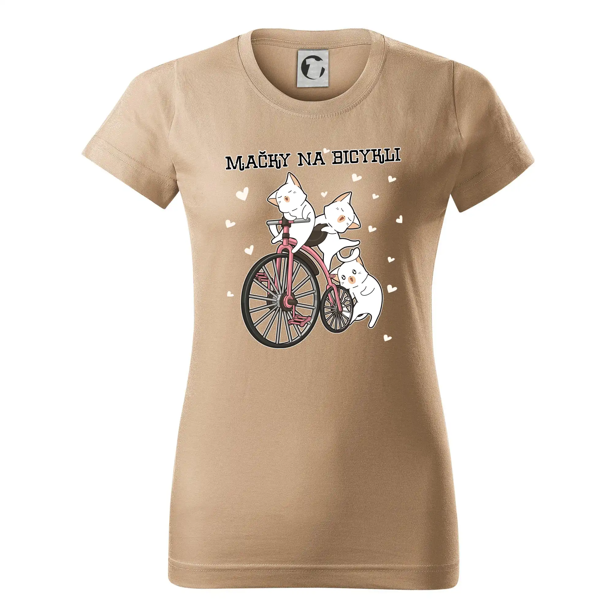 Tričko ako darček pre cyklistu - Mačky na bicykli - Dámske tričko basic - ľahko voľnejšie a dlhšie