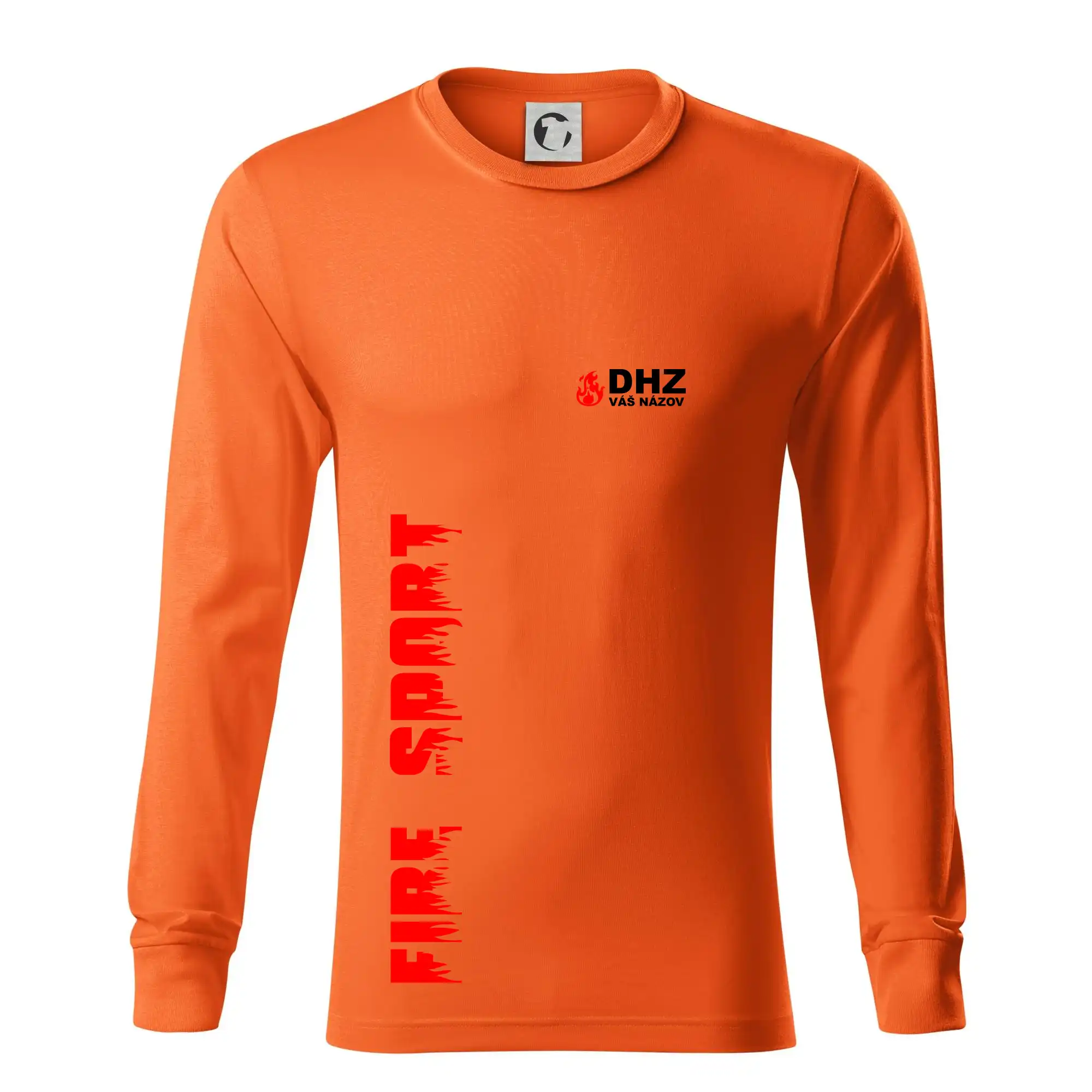 Originálne tričká pre hasičov - DHZ (oheň, firesport, názov sboru - vlastný nápis) - Tričko s dlhým rukávom LS R05