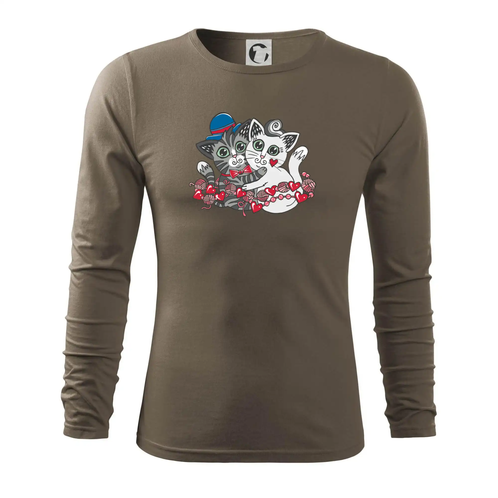 Vtipná tričká s mačkou - Mačky v objatí (Pecka design) - Tričko s dlhým rukávom FIT-T long sleeve