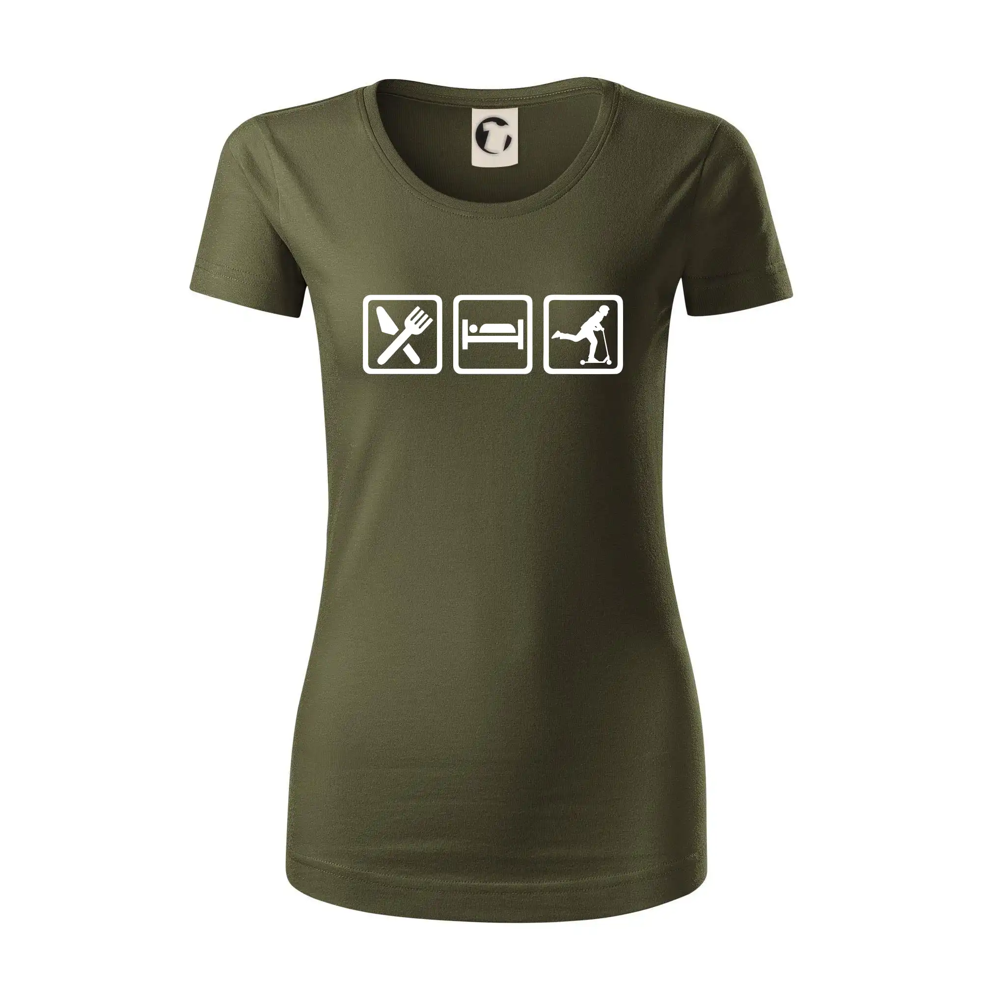 Tričká na kolobežku - Eat sleep kolobeh - kolobežka - Dámske tričko z organickej bavlny Origin (GOTS)