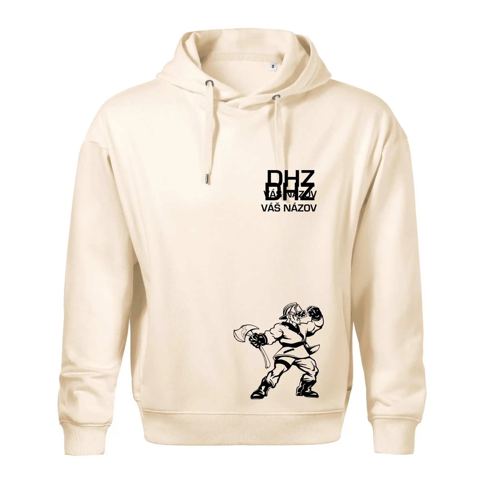Originálne tričká pre hasičov - DHZ postava - vlastný názov - Oversized mikina pánska Moon - kratšia + širšia