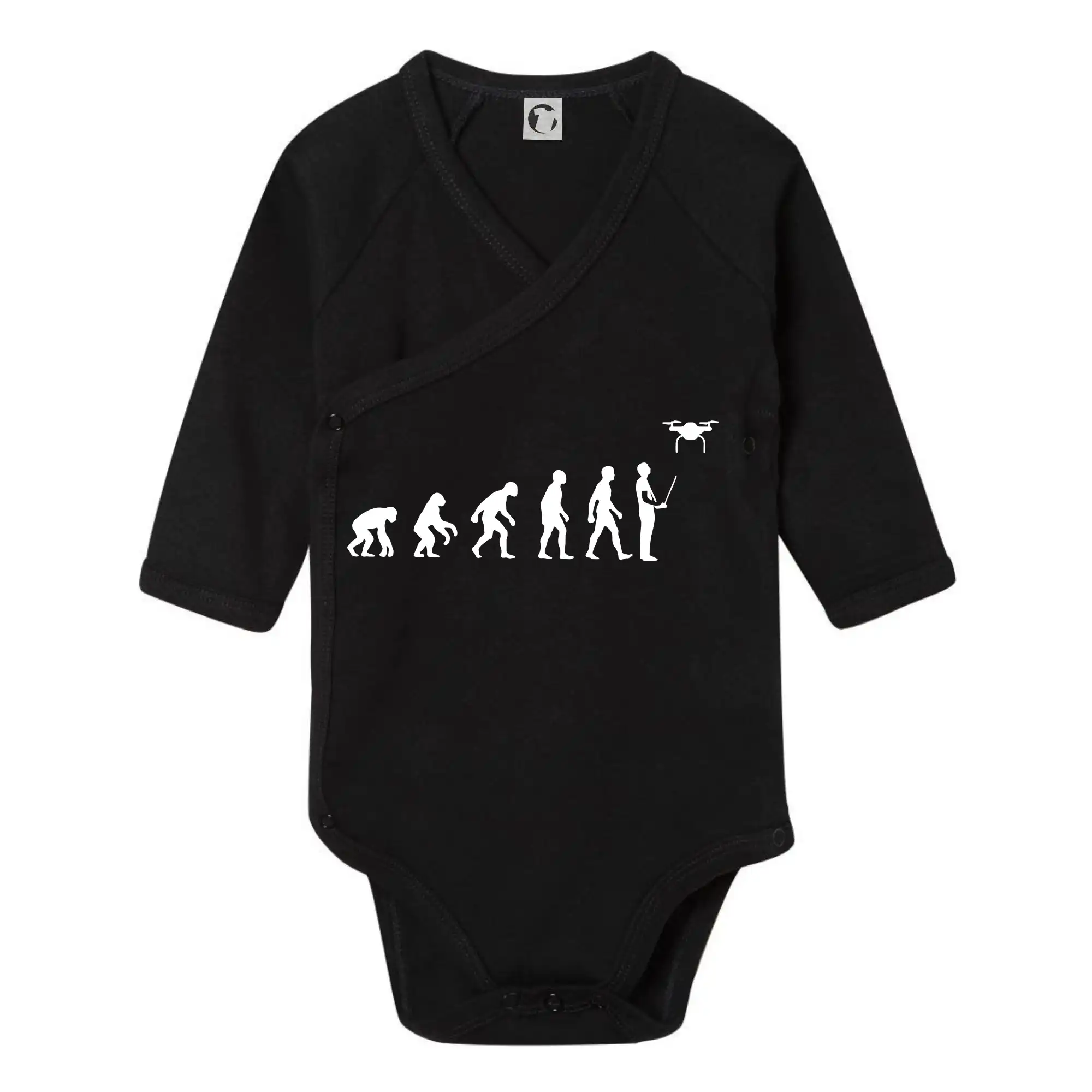 Tričká pre modelára - Dron evolúcia - Body zavinovacie s dlhým rukávom