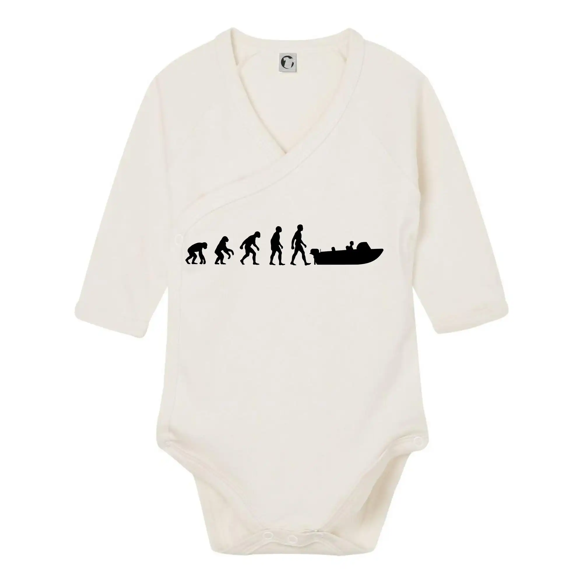 Tričká s potlačou evolúcia - Evolúcia čln - Body zavinovacie s dlhým rukávom