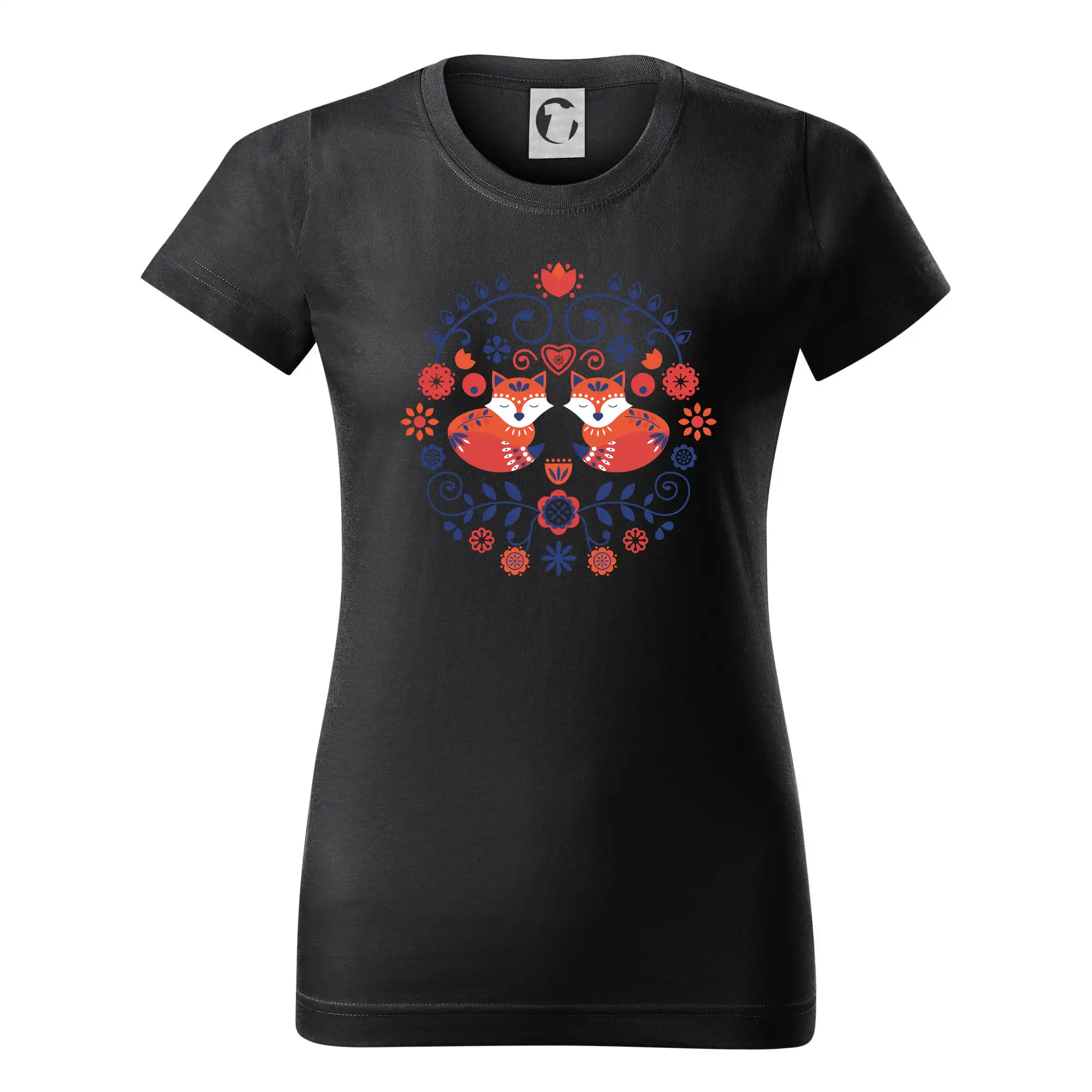 Folklór - Folklór - dve líšky - Dámske tričko basic - ľahko voľnejšie a dlhšie