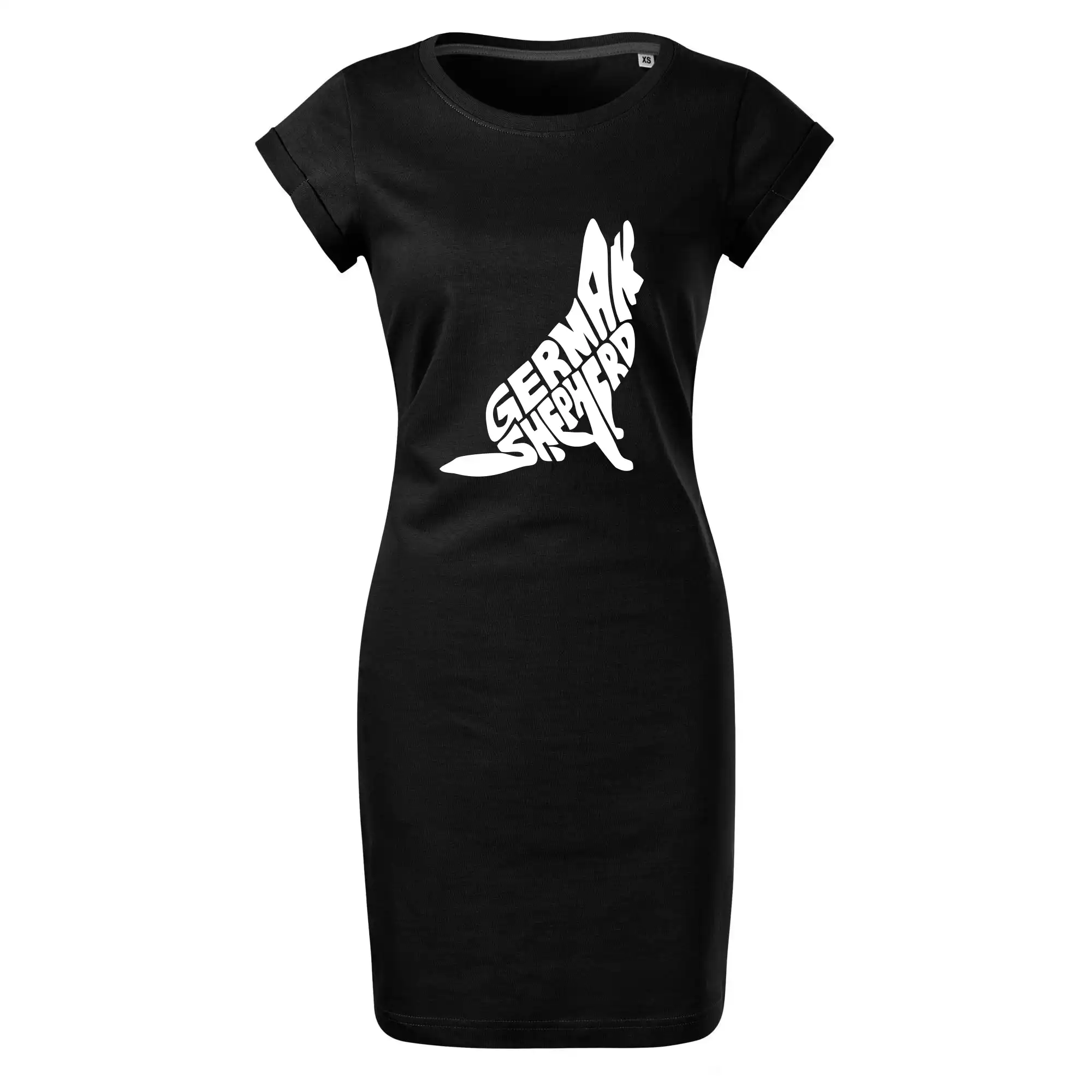 Německý ovčák sedící napis