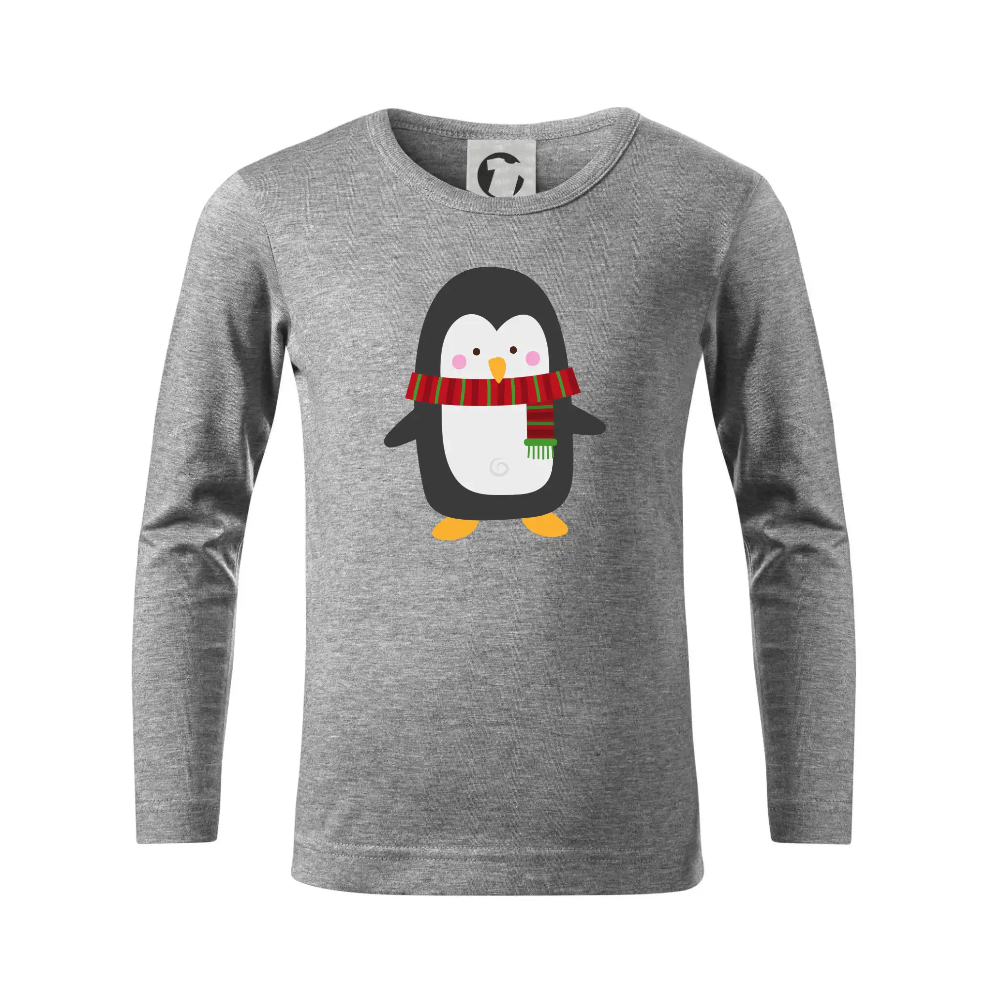 Vianočné tričká - Tučniak so šálom - Tričko detské Long Sleeve