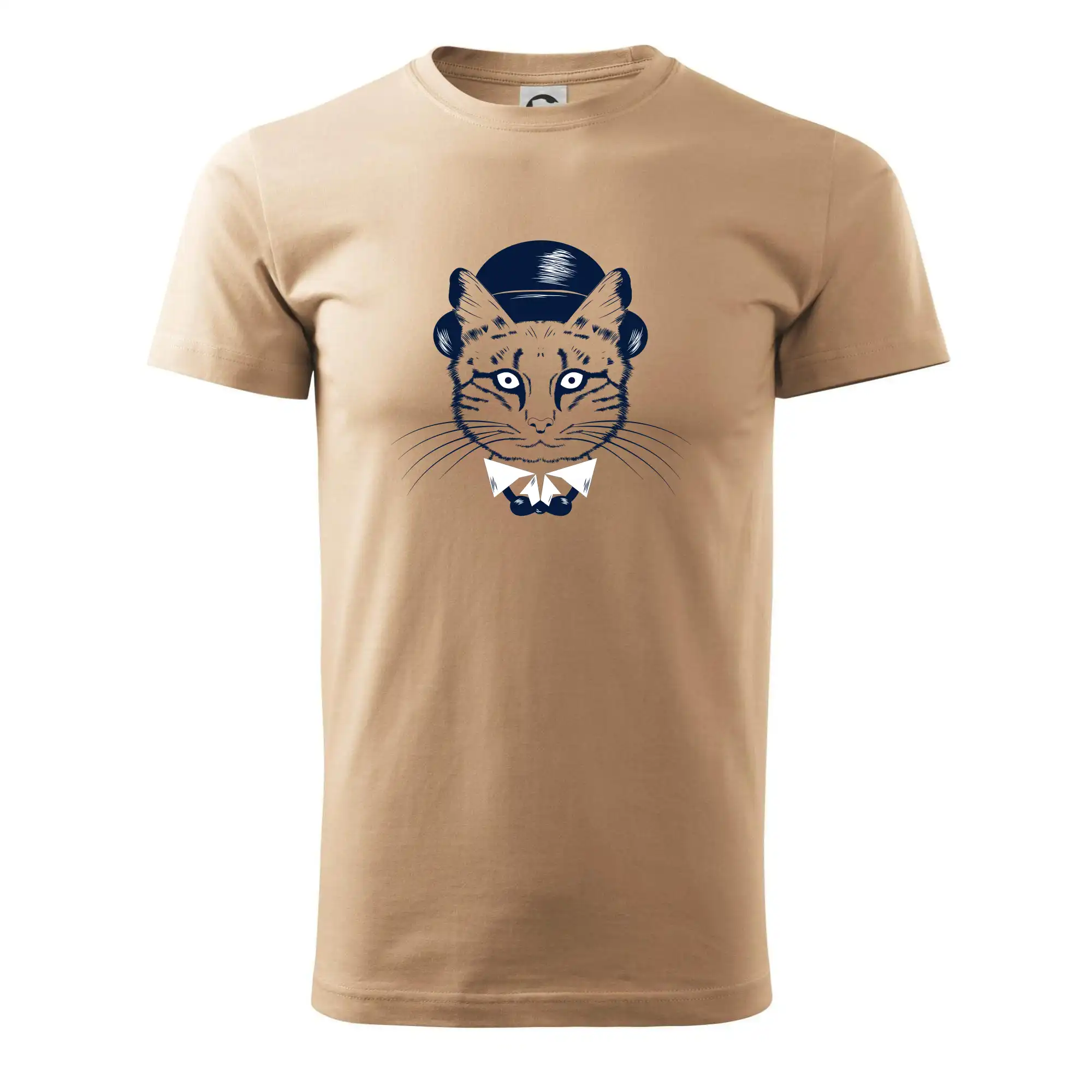 Vtipná tričká s mačkou - Mačka hipster s klobúkom - Pánske tričko nižšej gramáže