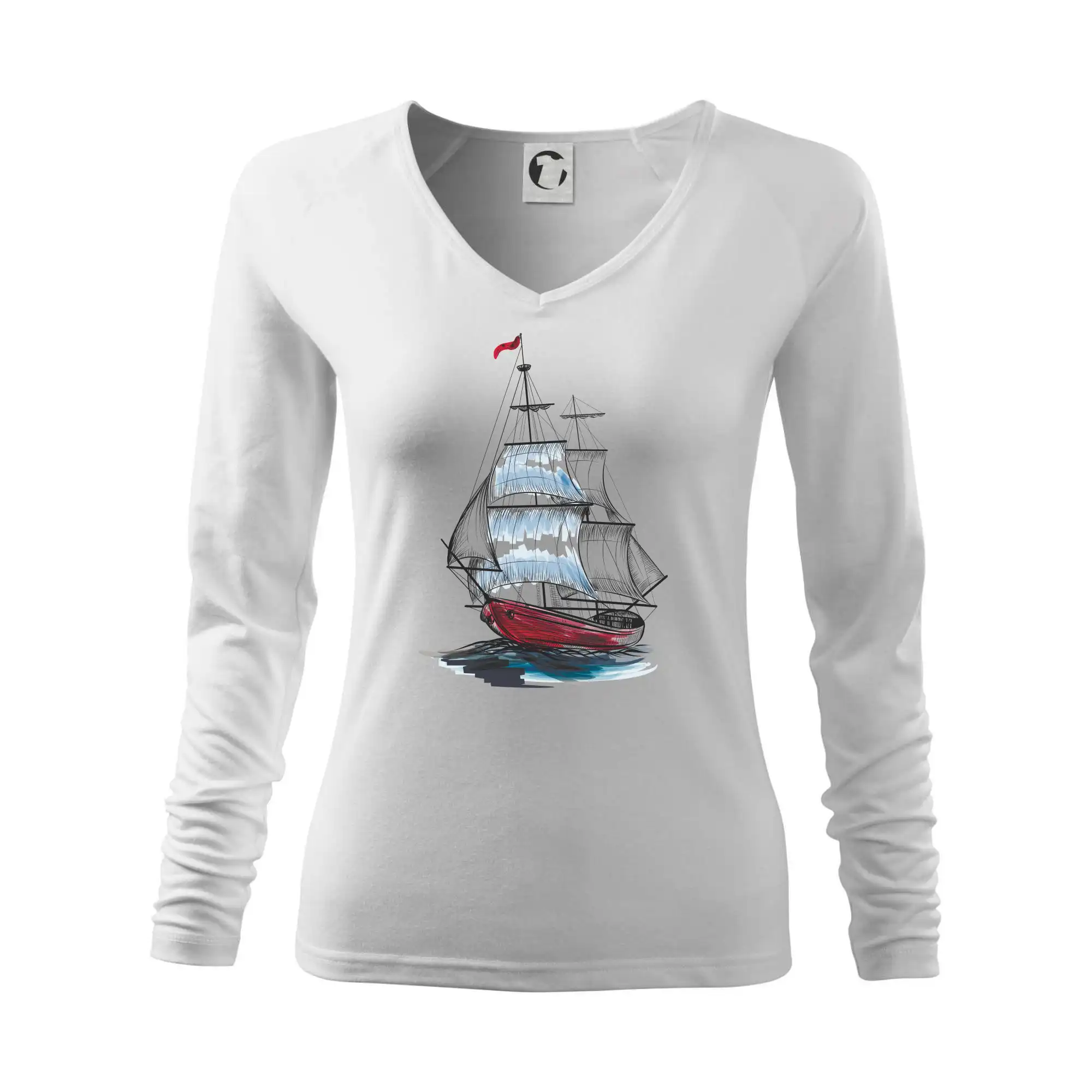 Vodácke tričká - Plachetnica farebná na prsiach - Tričko dámske Elegance