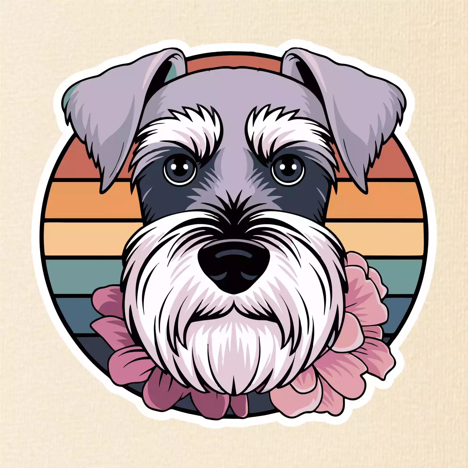 Knírač - fenka a květiny