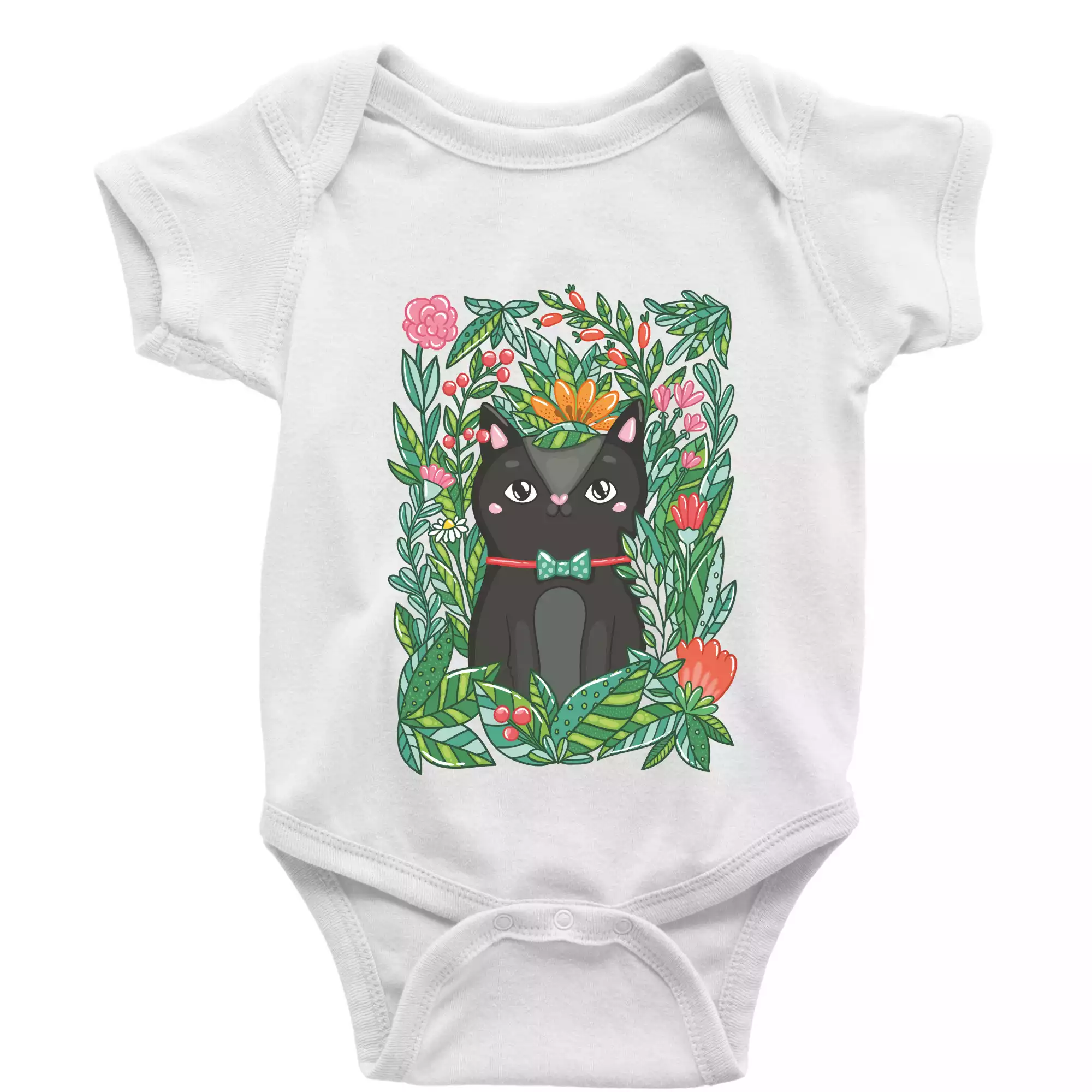 Kočka s květy malovaná