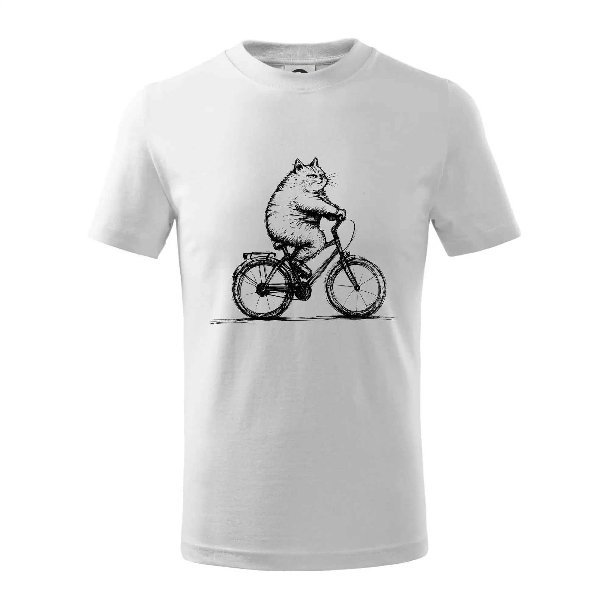 Tričko ako darček pre cyklistu - Tučná mačka na bicykli - Tričko detské bavlnené