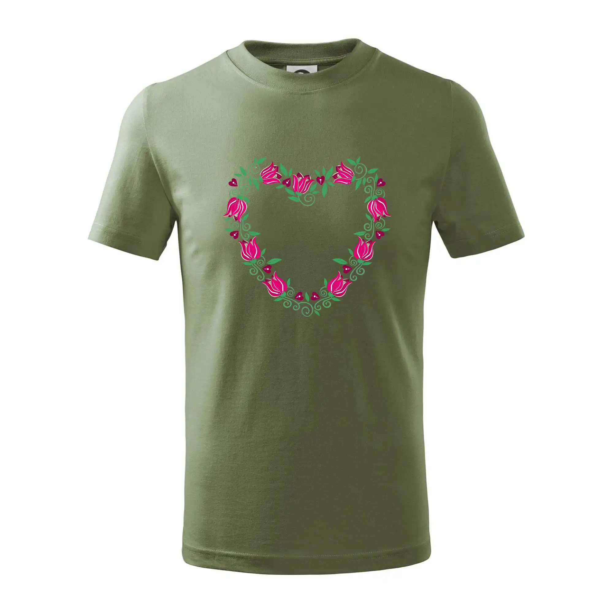 Tričká s kvetinami - Červené tulipánové srdiečko (Pecka design) - Tričko detské bavlnené
