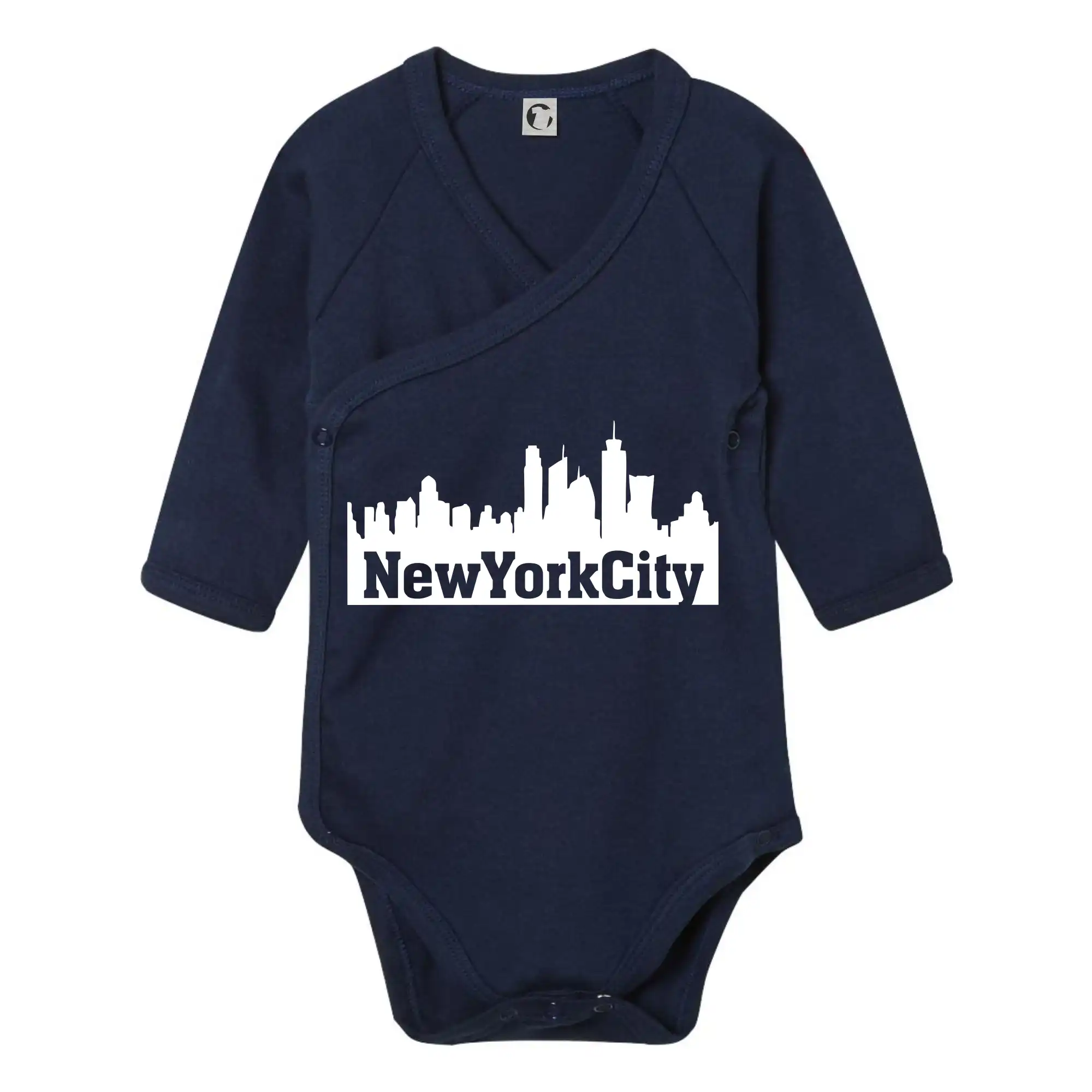 Tričká USA - New York City silueta - Body zavinovacie s dlhým rukávom