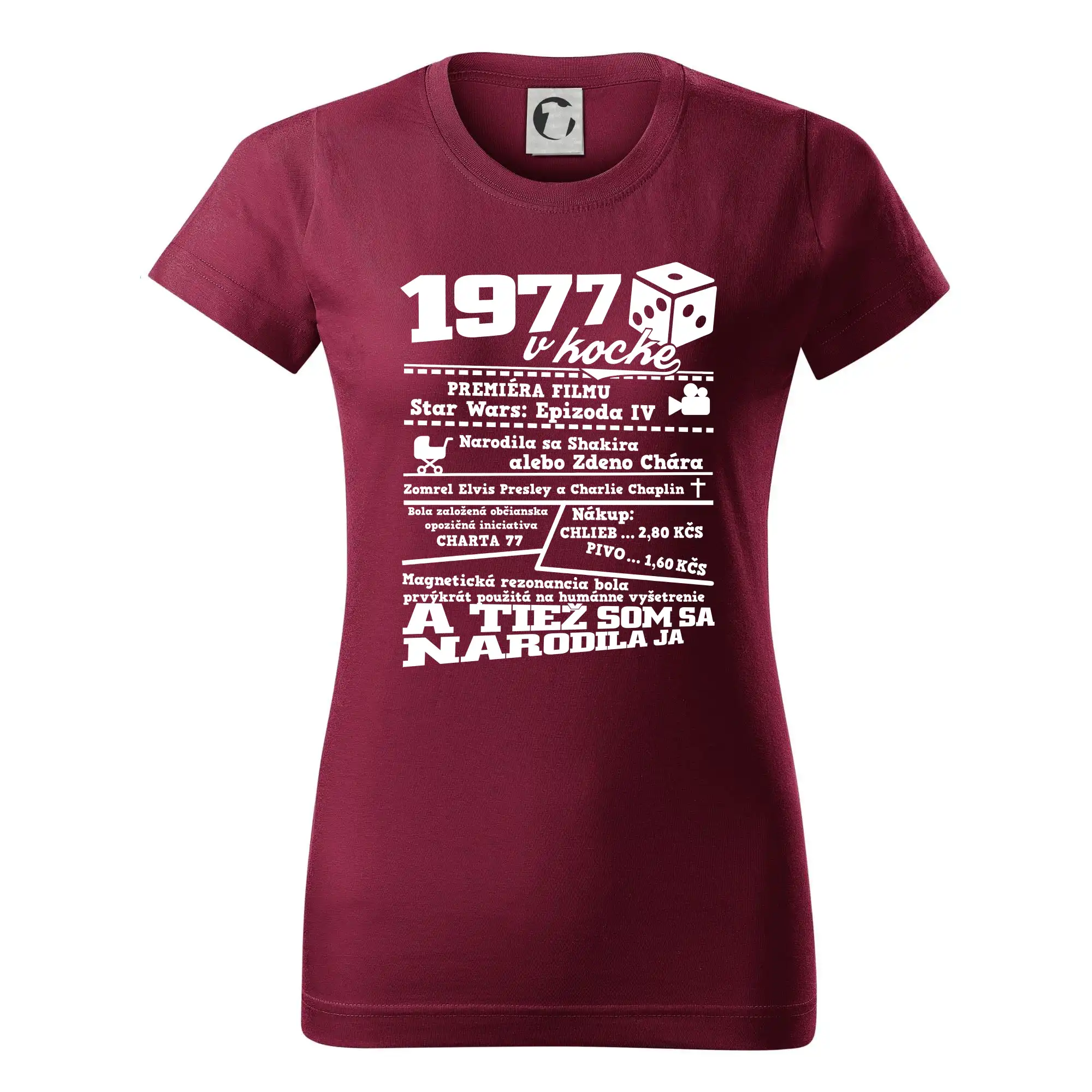 1977 v kocke - Dámske tričko basic - ľahko voľnejšie a dlhšie