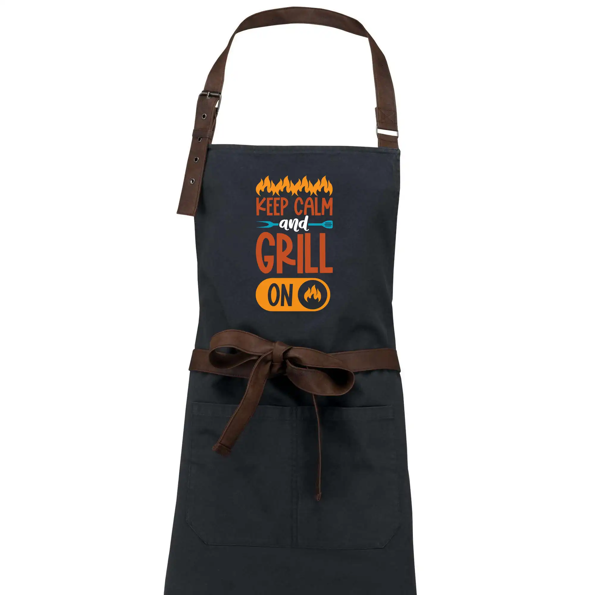Tričká a zástery na grilovanie - Keep calm and grill on - Zástera Vintage
