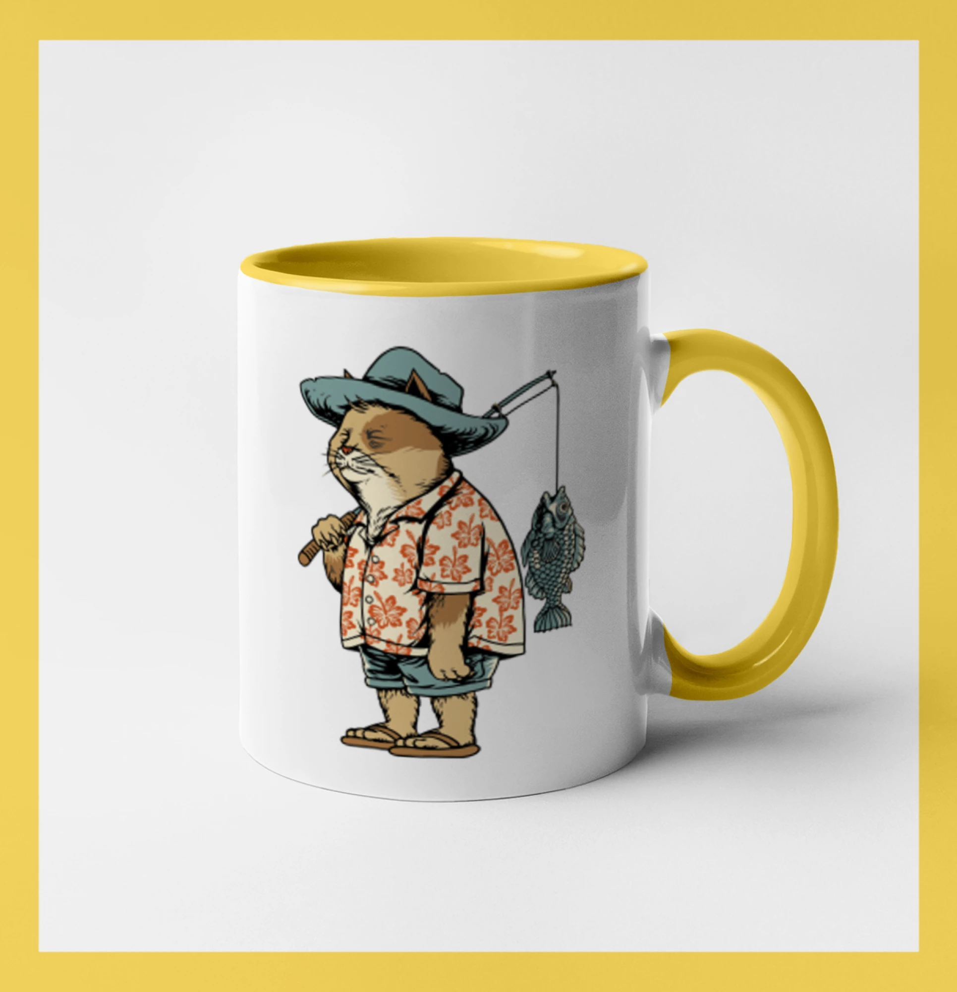 Tričká pre rybárov s potlačou - Mačka rybárom - Hrnček 