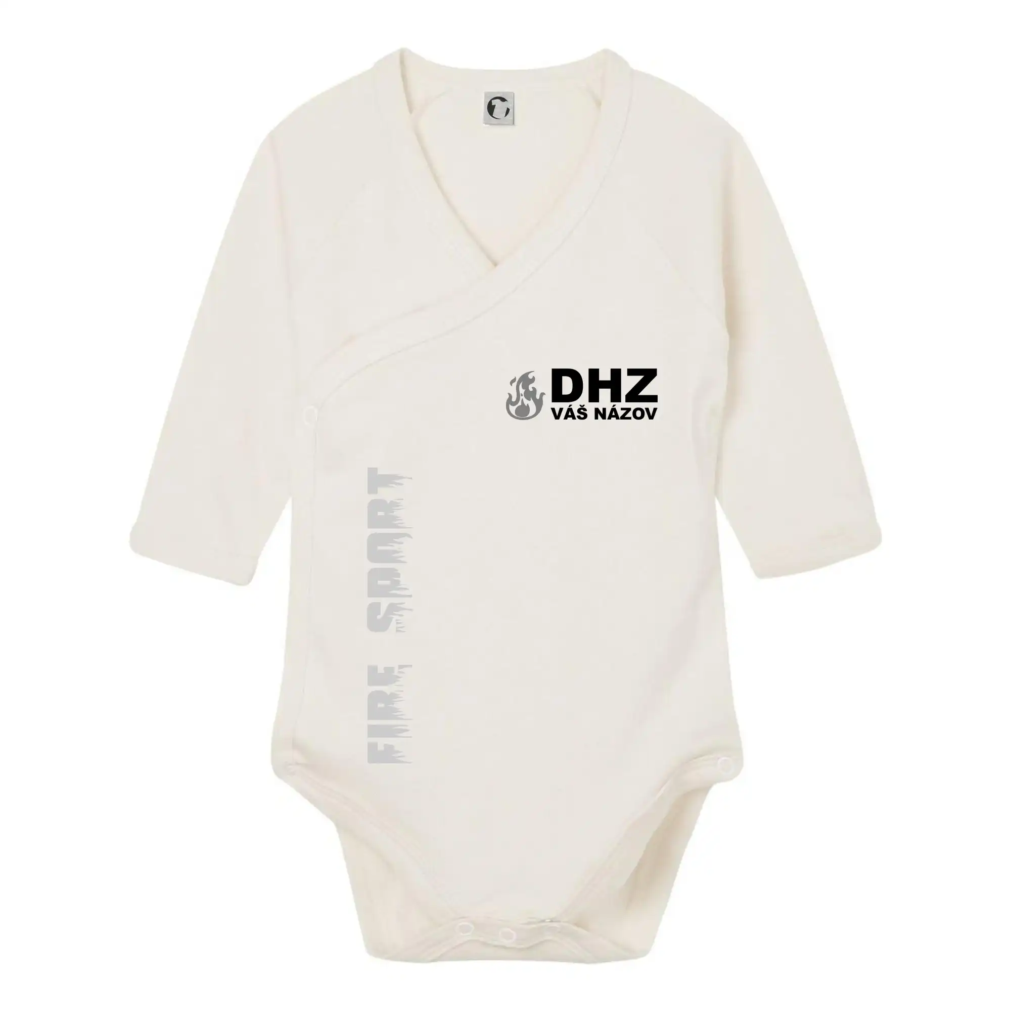 Originálne tričká pre hasičov - DHZ REFLEXNÉ (oheň, firesport, názov zboru - vlastný nápis) - Body zavinovacie s dlhým rukávom