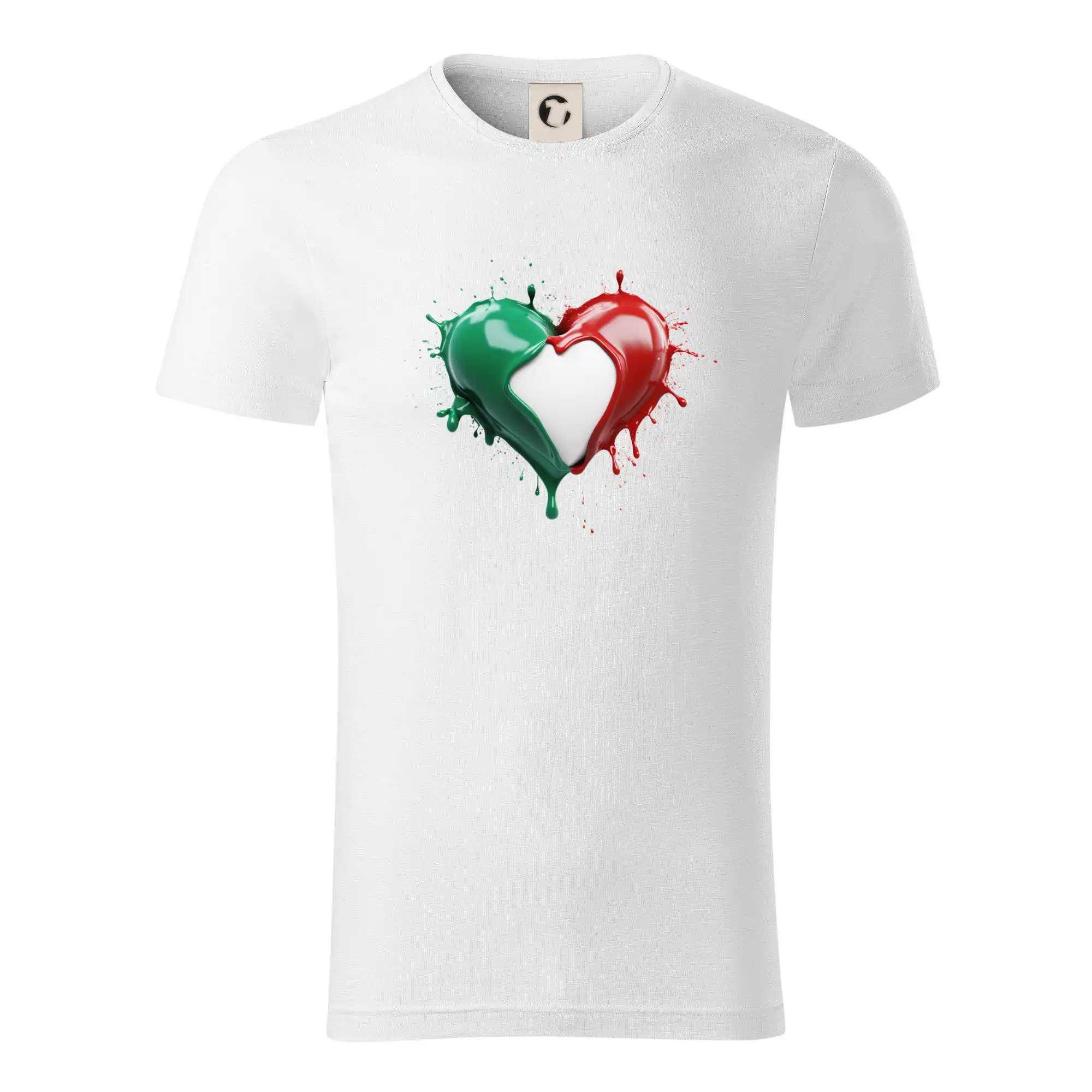 Motívy štátnych vlajok - Srdce rozprsknuté - Talianske farby - Tričko z organickej bavlny