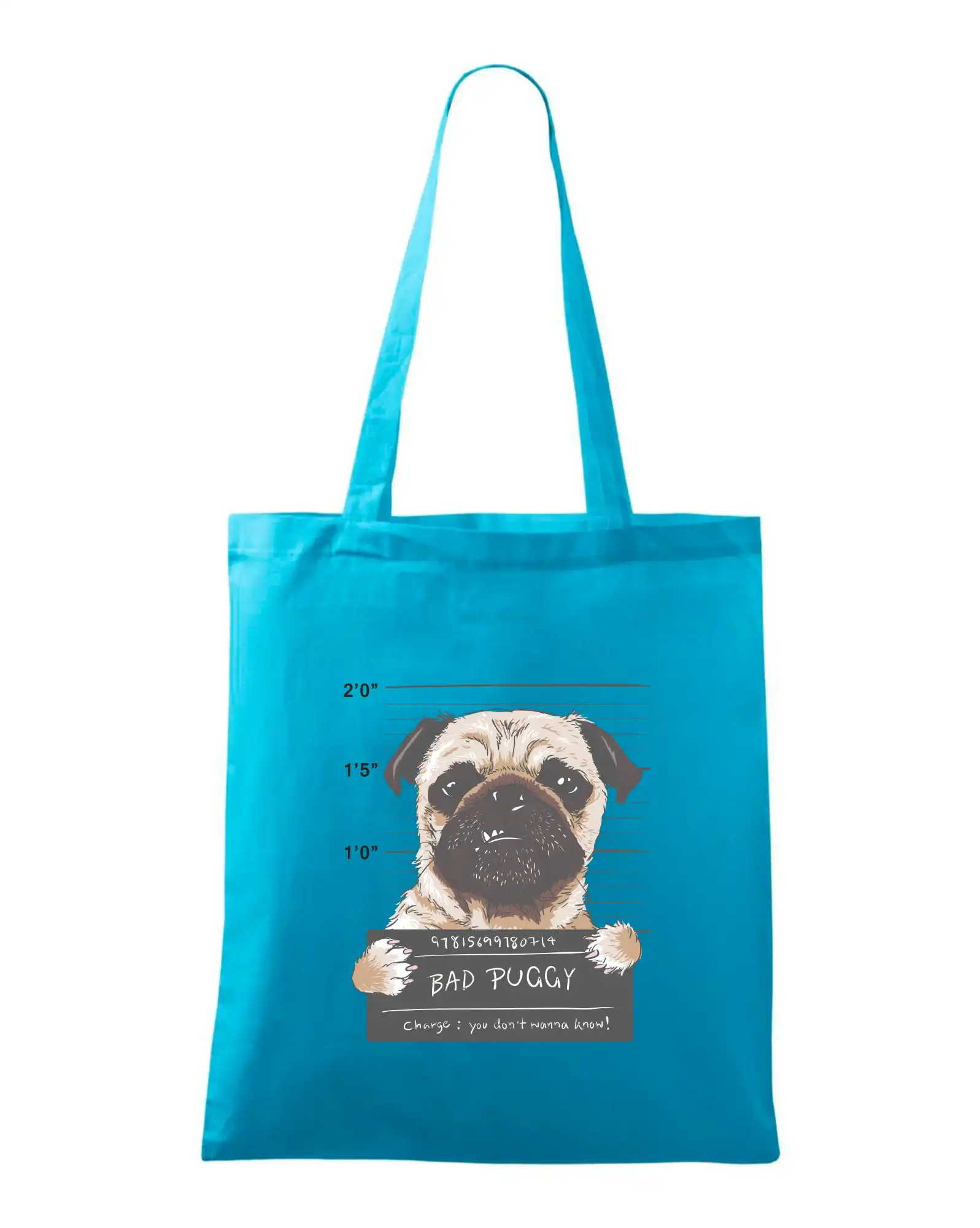 Mops na tričku - Mops - Bad Puggy - Taška bavlnená
