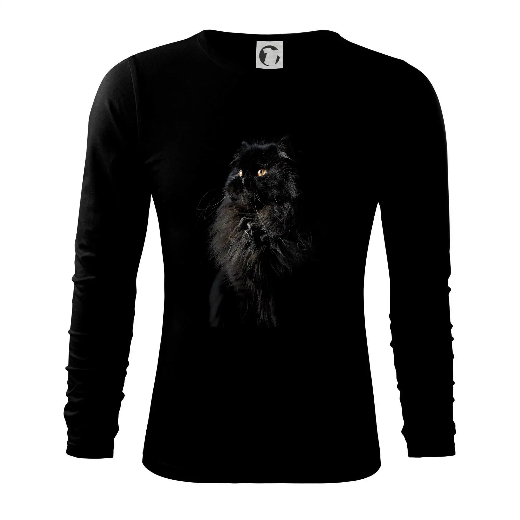 Vtipná tričká s mačkou - Perzská mačka čierna fotka - Tričko s dlhým rukávom FIT-T long sleeve