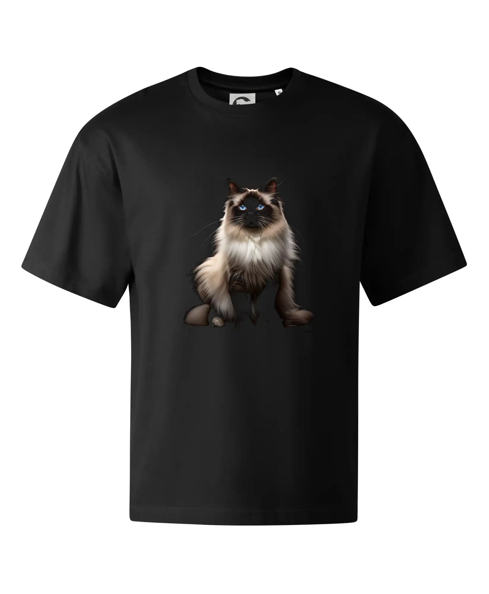 Vtipná tričká s mačkou - Mačka Ragdoll spredu čierna fotka - Stage unisex - OVERSIZE
