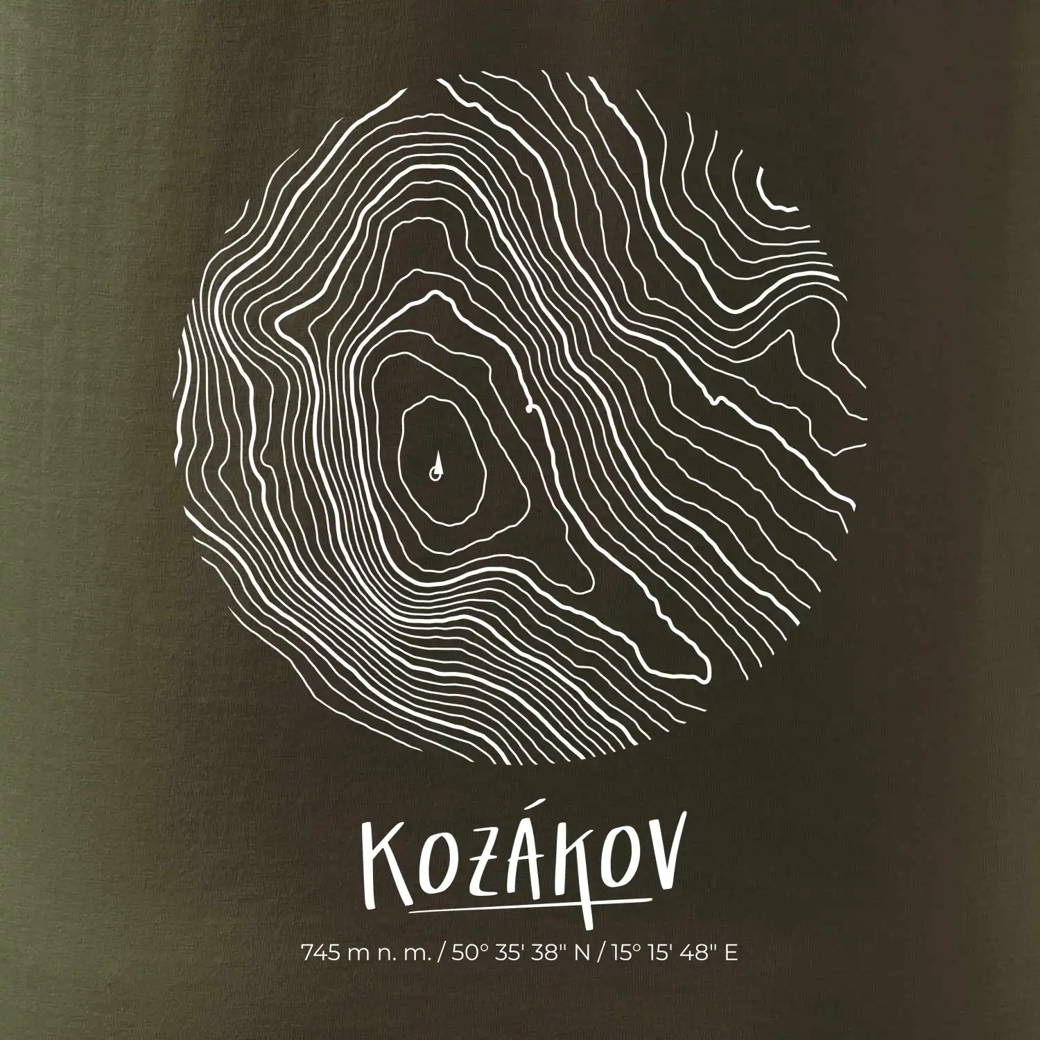 Kozákov - vrstevnice v kruhu