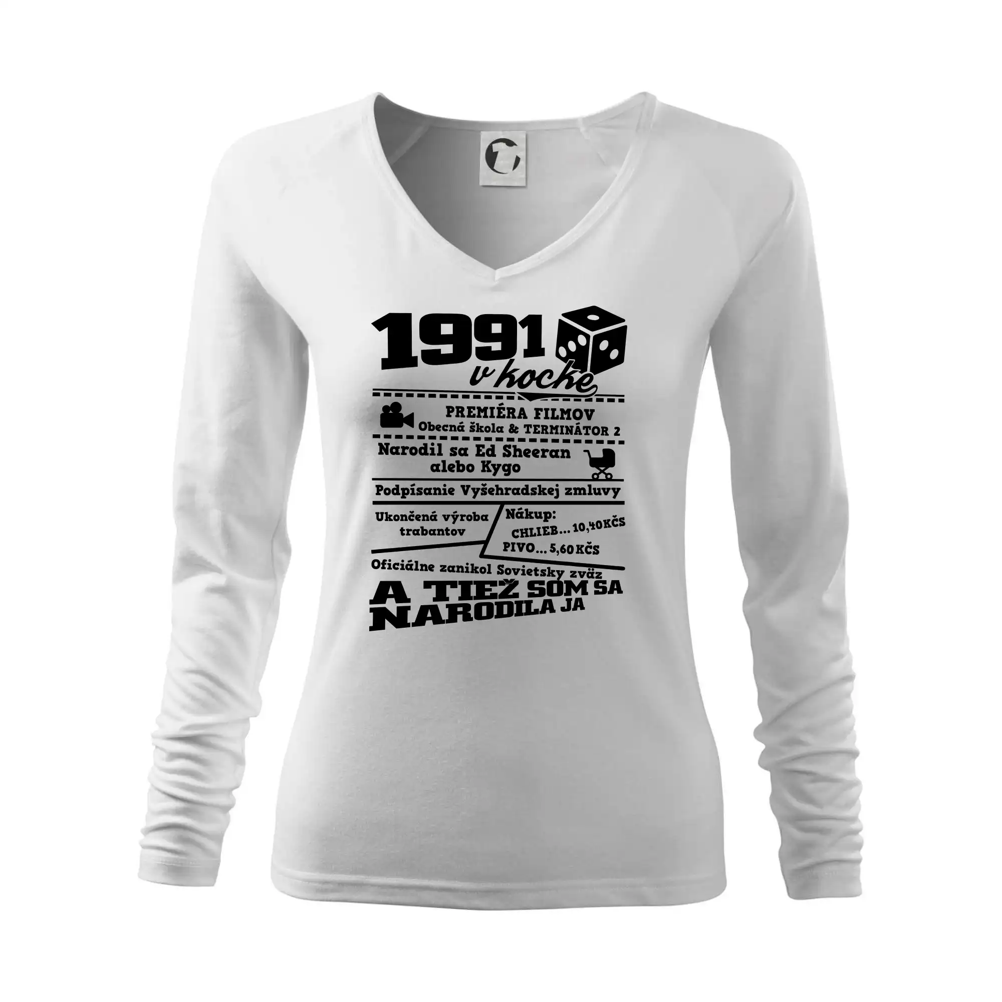 Trička s ročníkom 1991 - 1991 v kocke - Tričko dámske Elegance