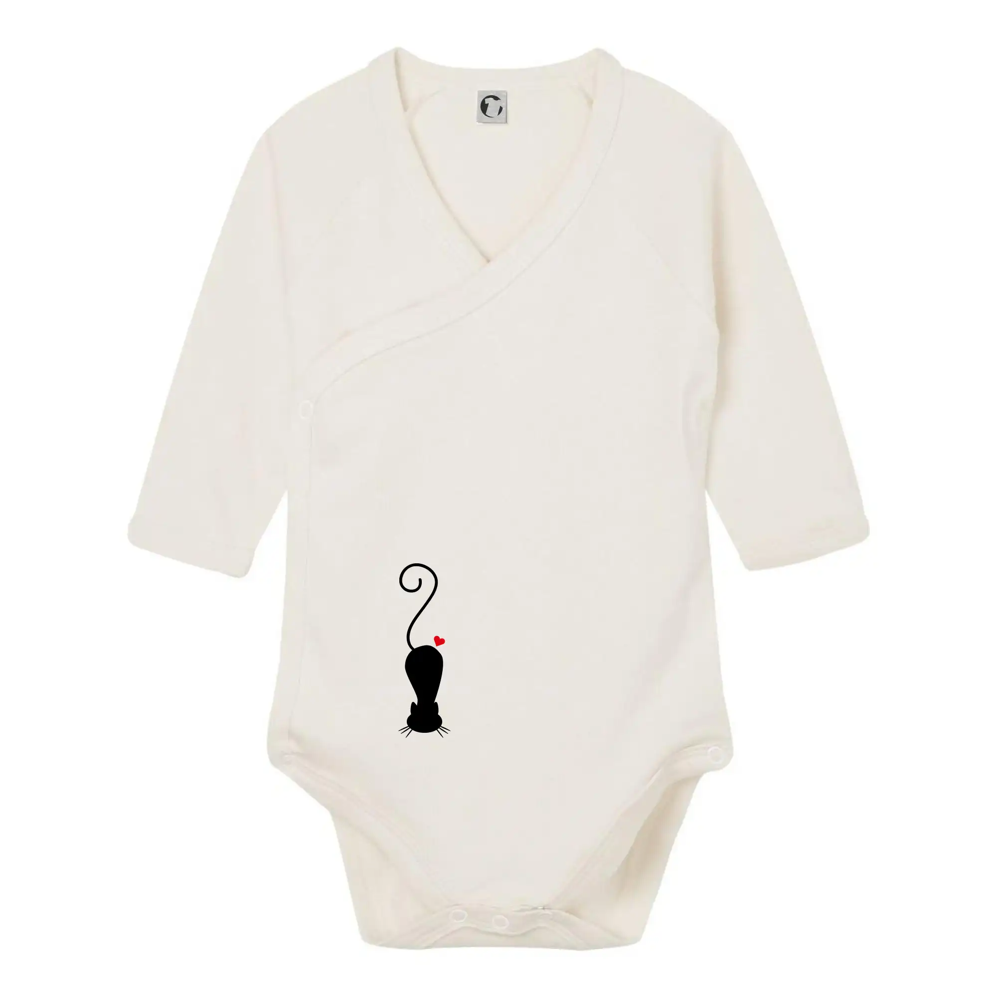 Vtipná tričká s mačkou - Zamilovaná mačka ležiaca - Body zavinovacie s dlhým rukávom