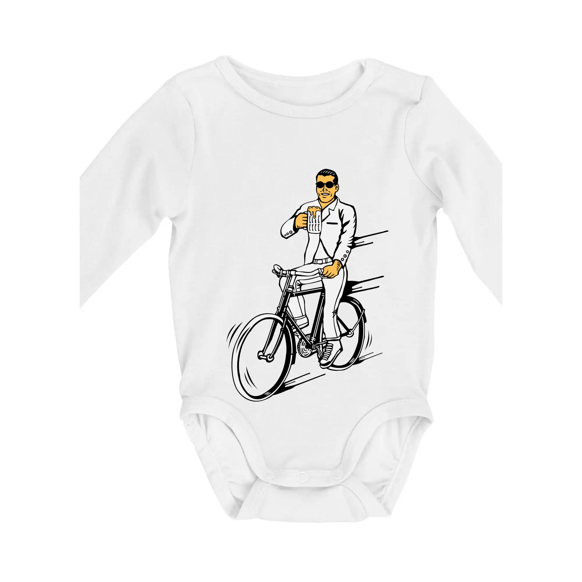 Tričko ako darček pre cyklistu - Gentleman na bicykli s pivom - Body dojčenské s dlhým rukávom