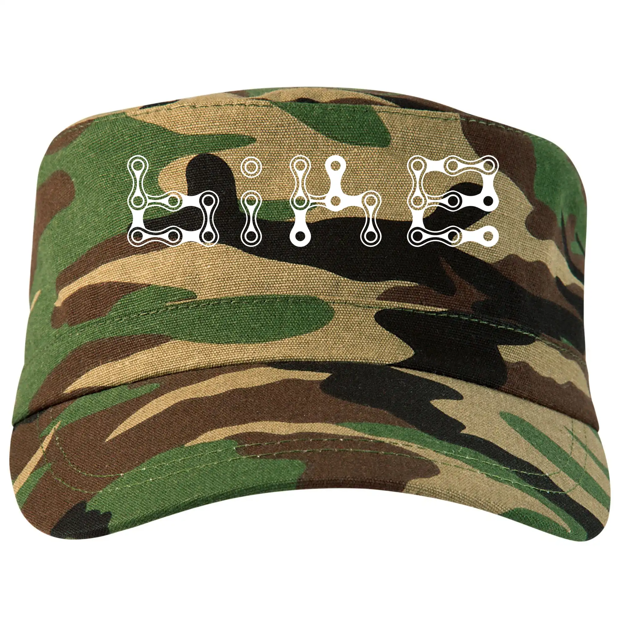 Tričko ako darček pre cyklistu - Bike nápis reťaz - Šiltovka CAMO