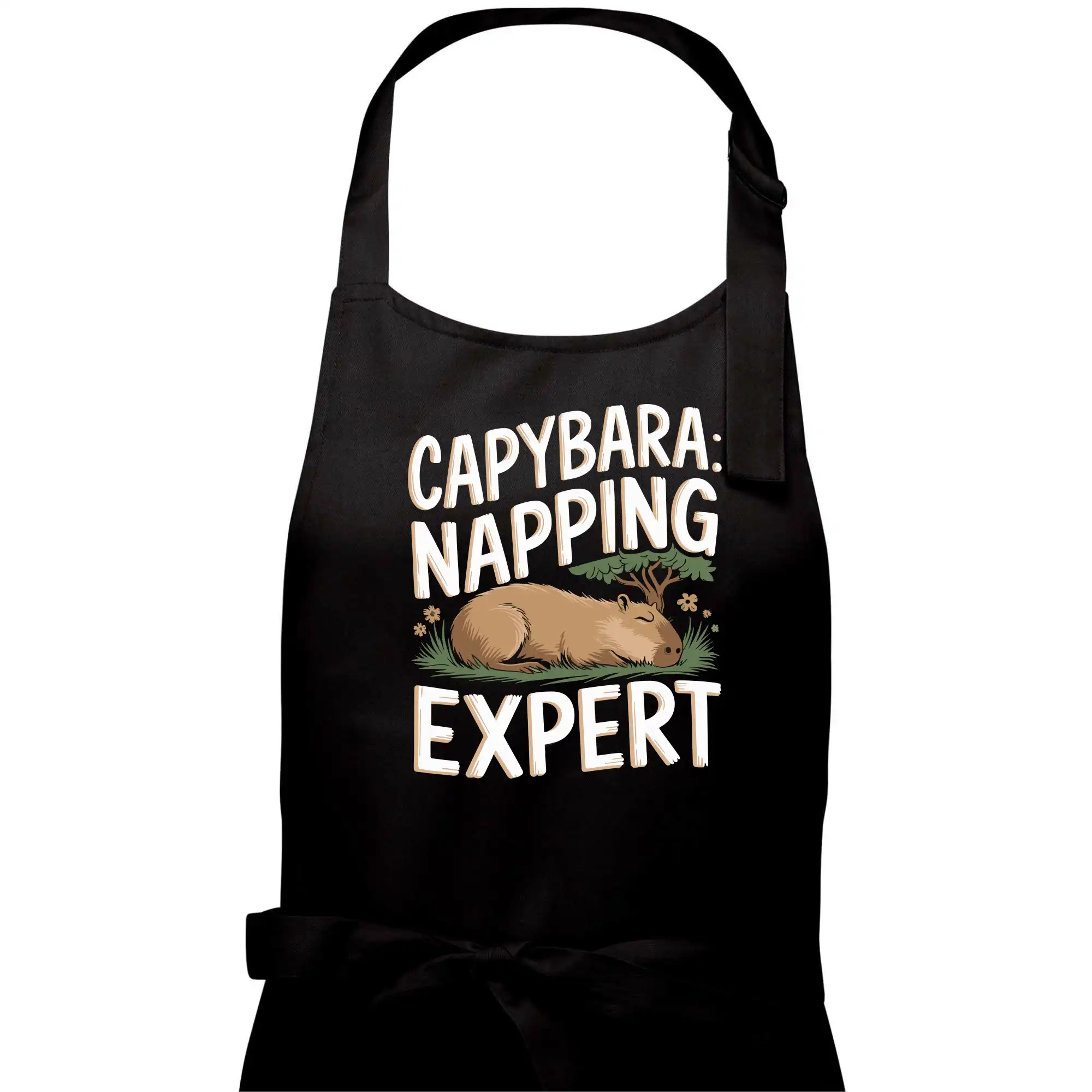 Tričká so zvieratami - Capybara Napping Expert - Pánska zástera na varenie
