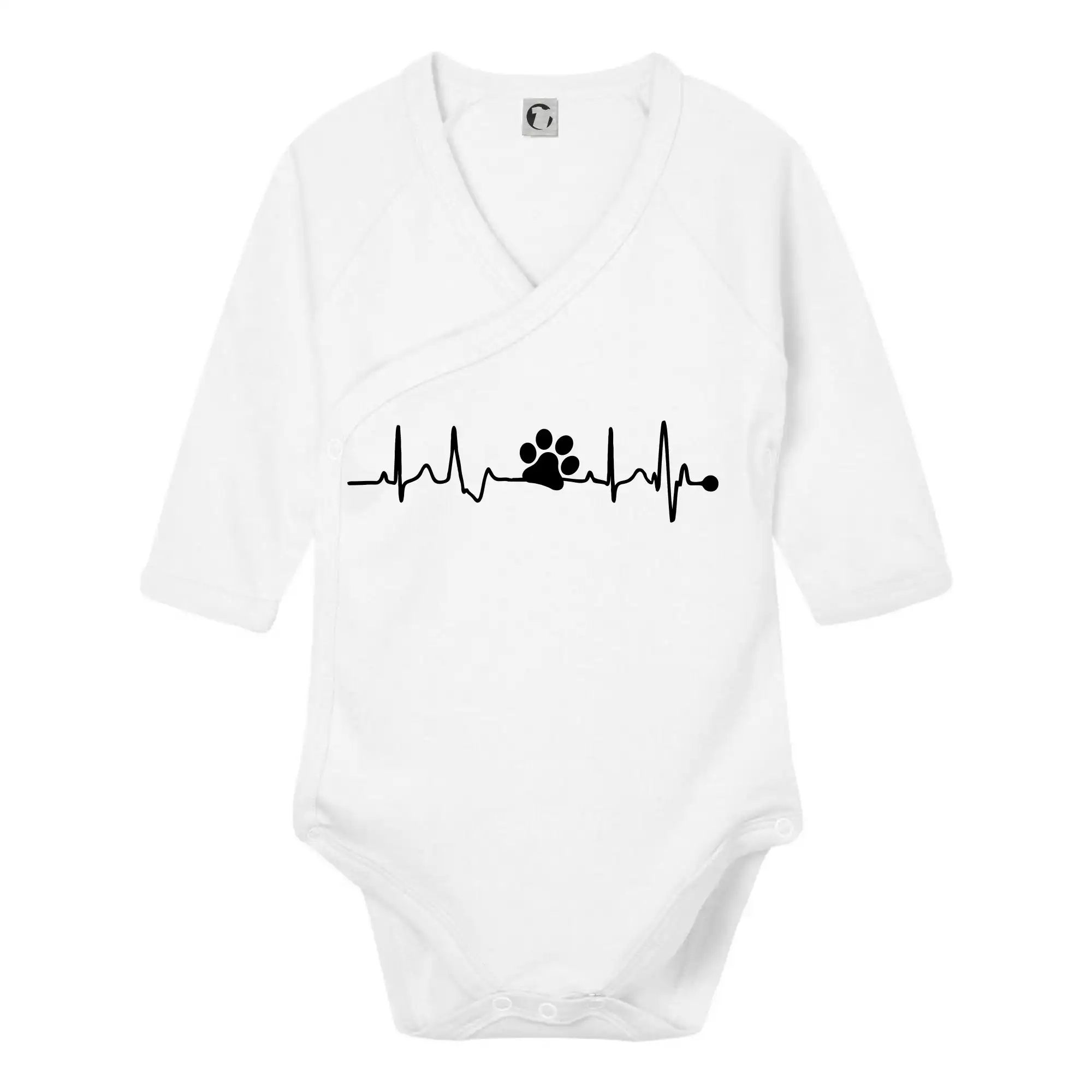 Tričká so psami - Ekg psia labka - Body zavinovacie s dlhým rukávom