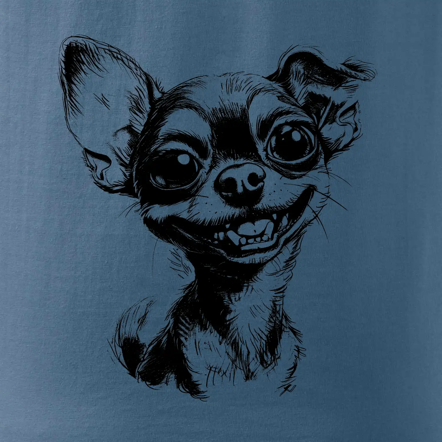 Černobílá karikatura čivava