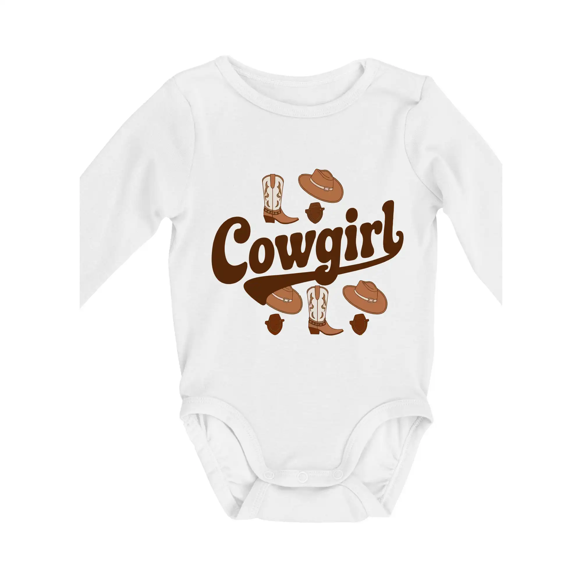Tričká s koňmi - Cowgirl nápis a oblečenie - Body dojčenské s dlhým rukávom