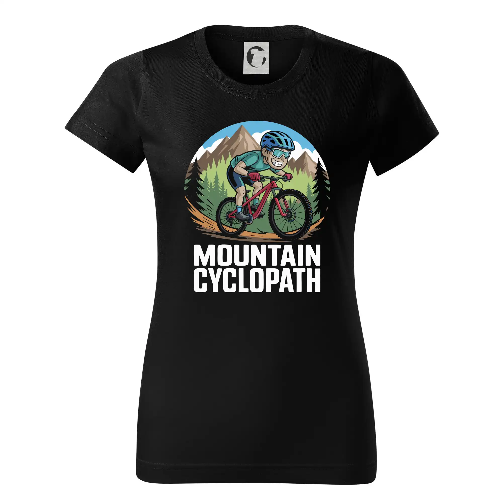 Tričko ako darček pre cyklistu - Mountain cyclopat bez fúzov - Dámske tričko basic - ľahko voľnejšie a dlhšie